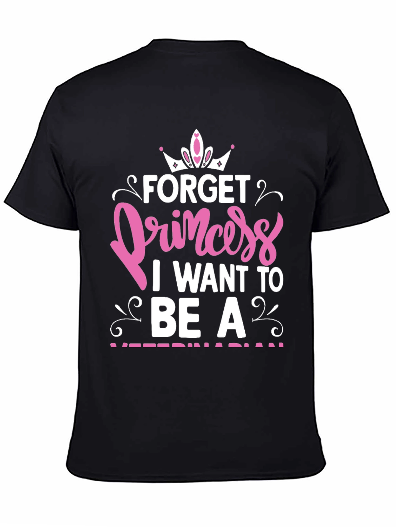 Black Forget Princess T-Shirt - Veterinarian view 4