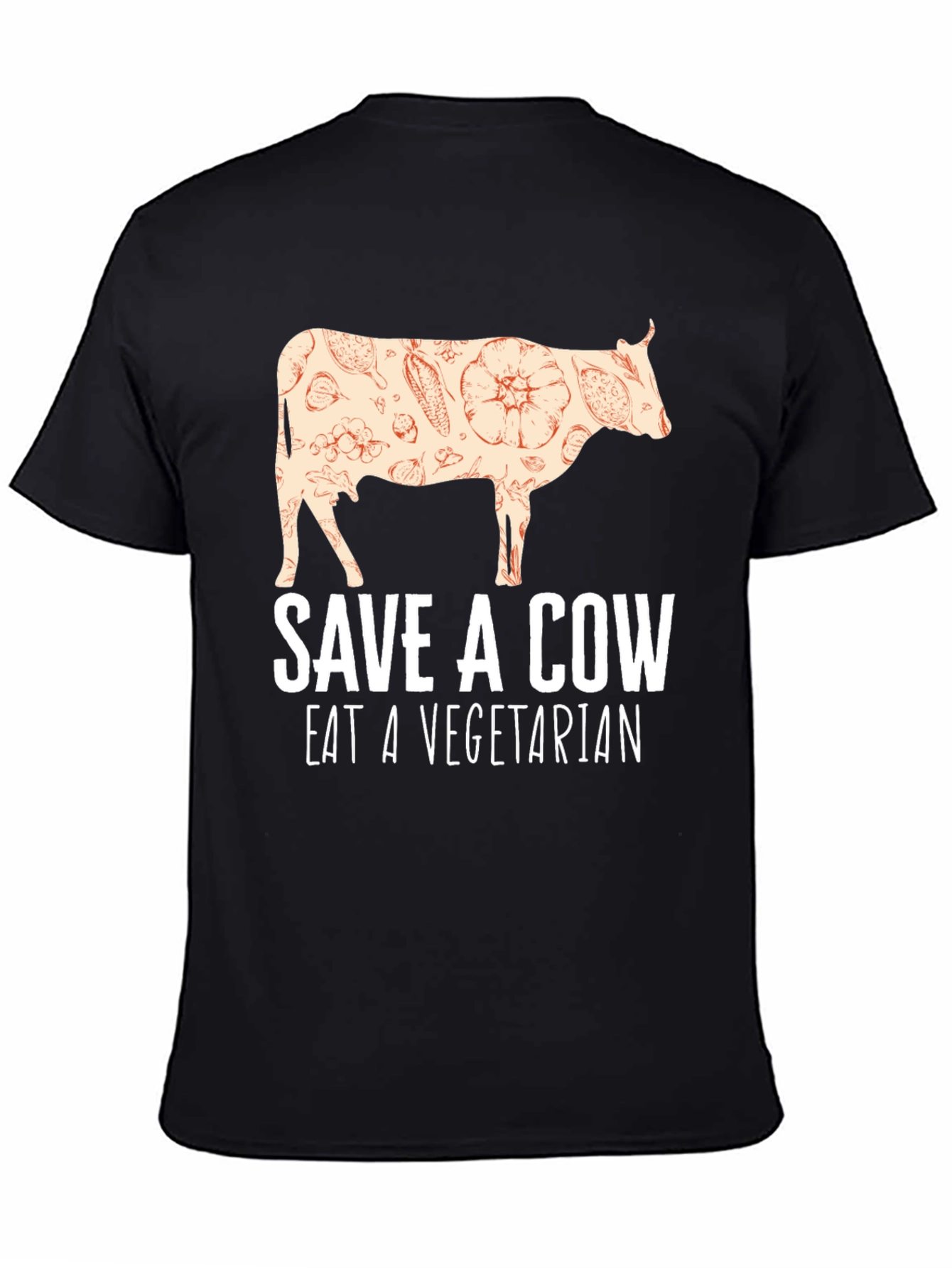 Black Save a Cow Eat a Vegetarian T-Shirt view 4