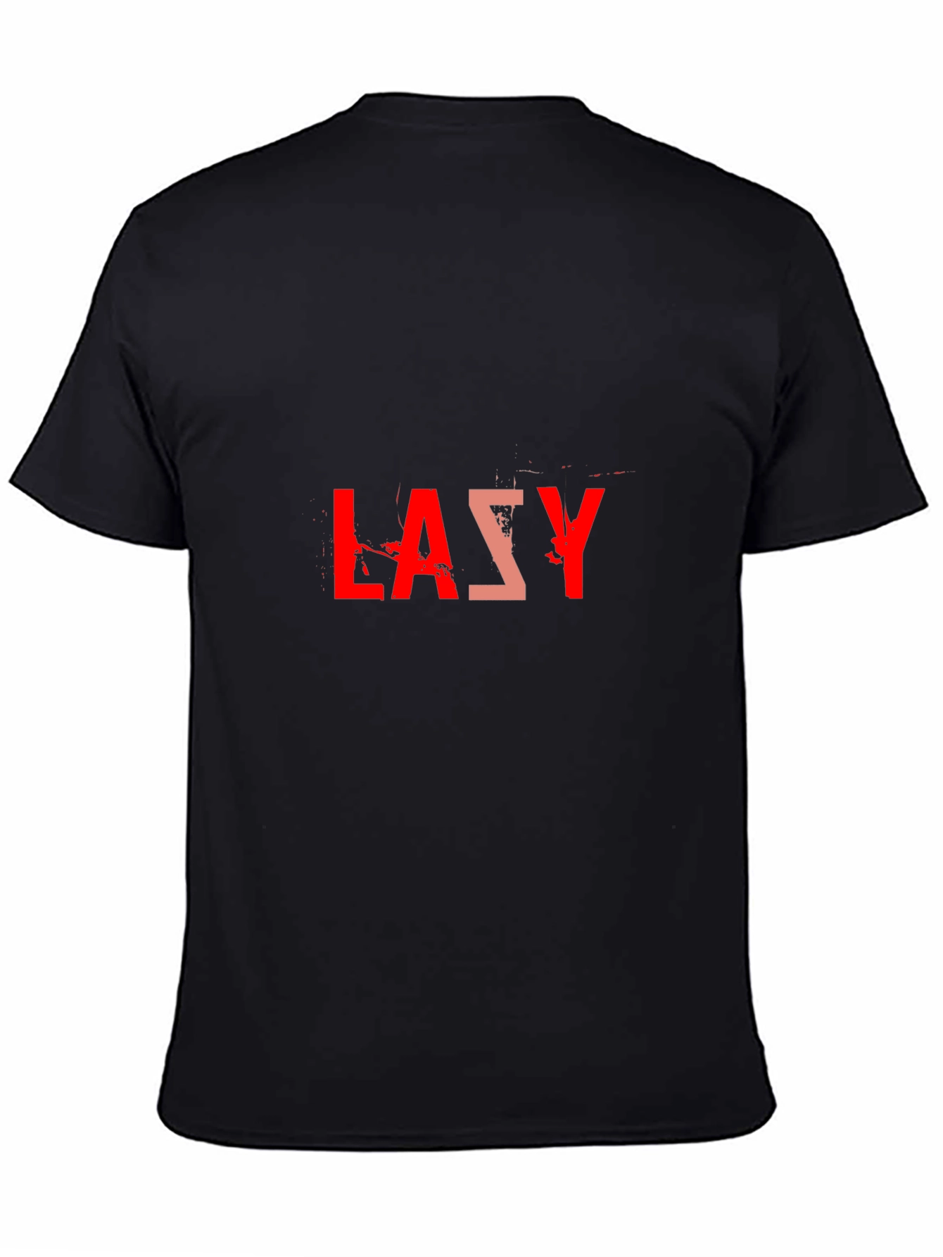 Lazy Graphic Tee - Black Cotton Blend Casual T-Shirt - 4