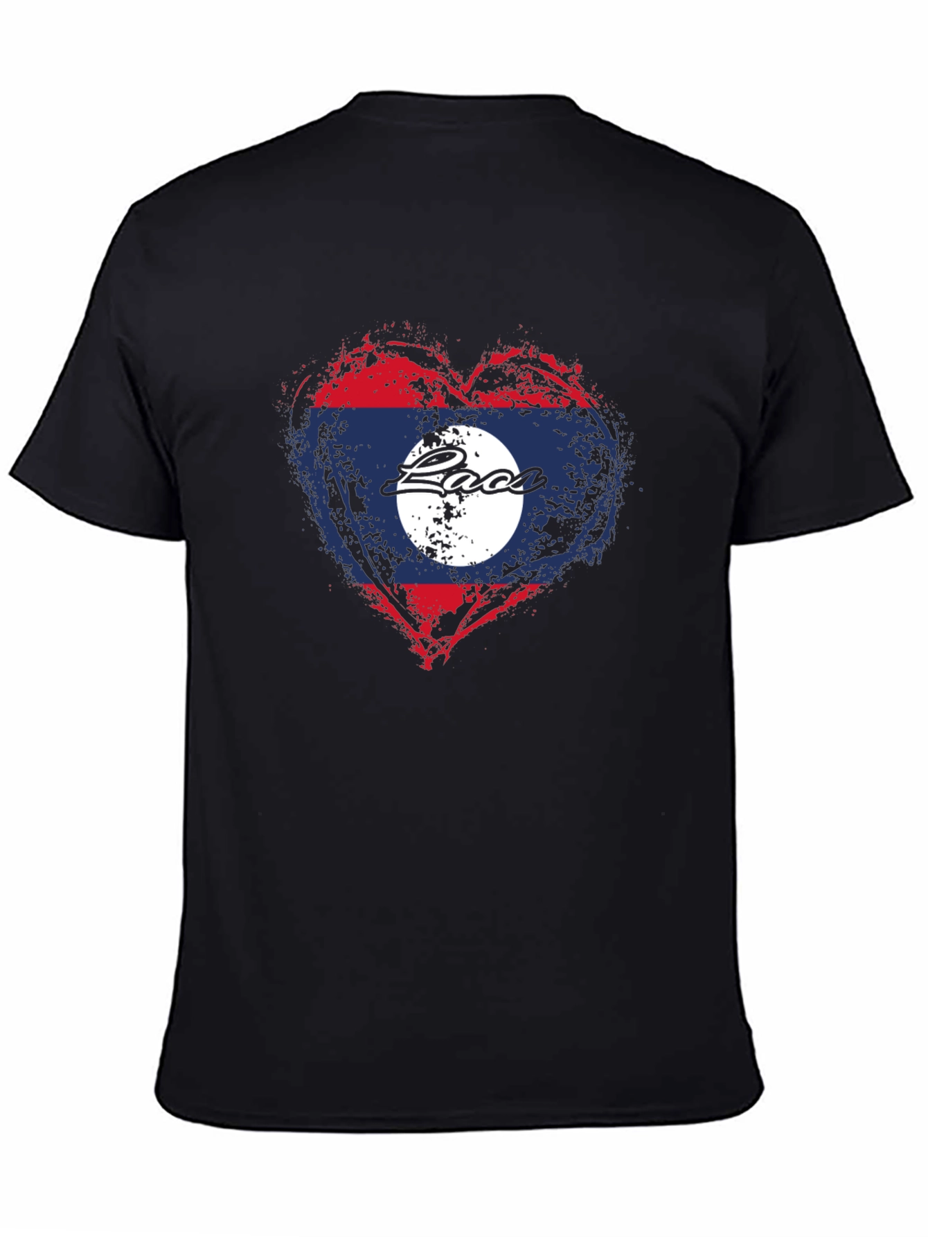 Black Laos Flag Heart T-Shirt - Graphic Print view 4