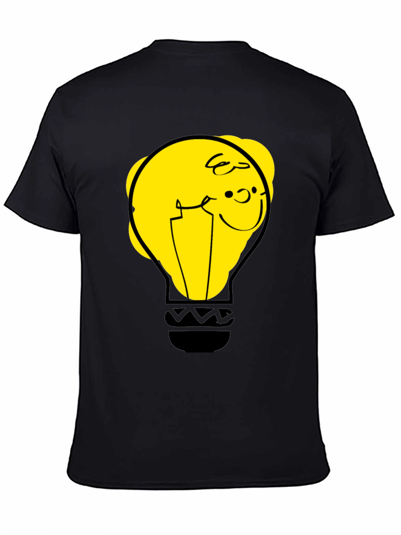 Black Funny Cartoon Light Bulb Graphic Tee view 4