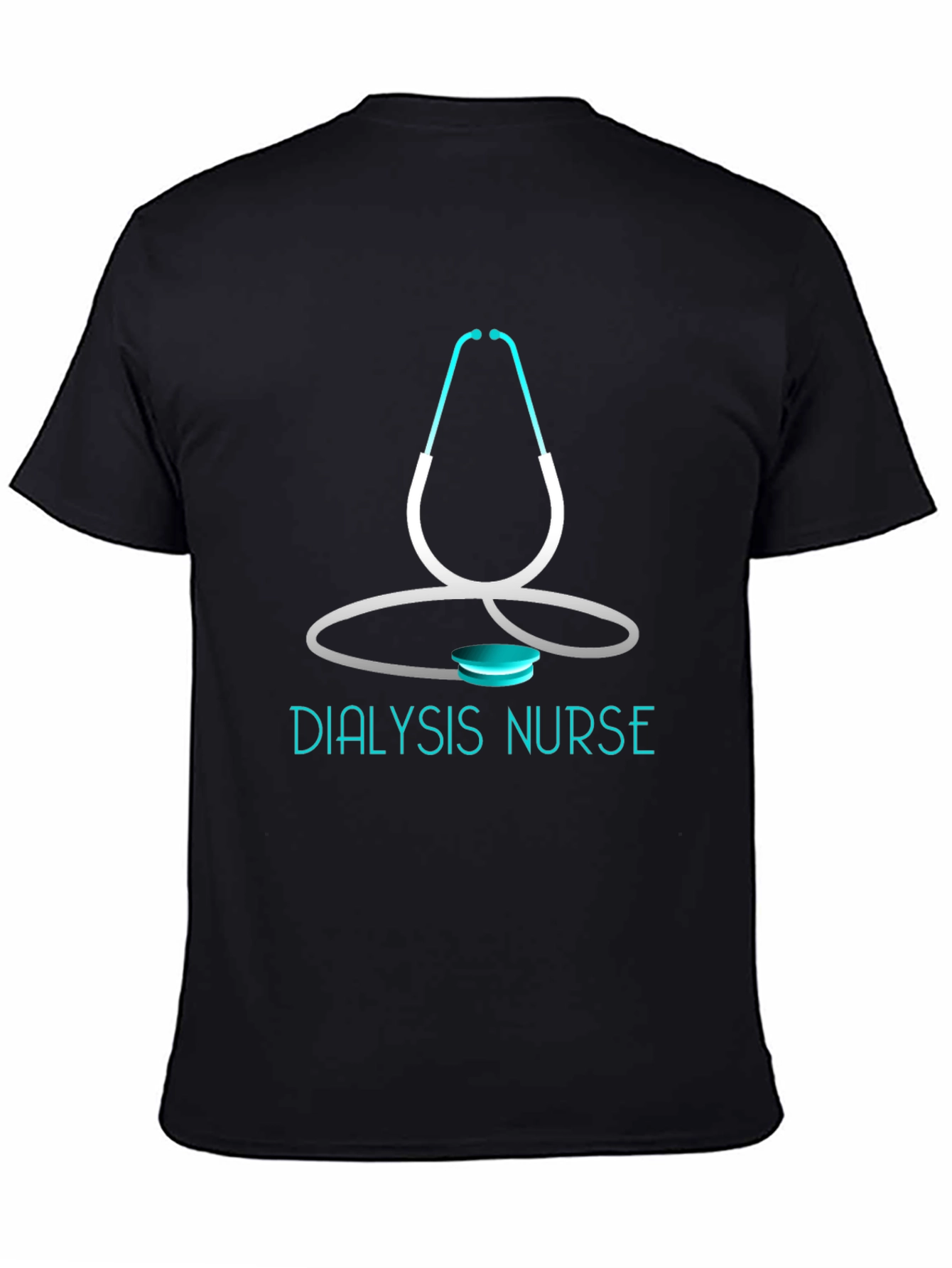 Black Dialysis Nurse Stethoscope Graphic T-Shirt view 4