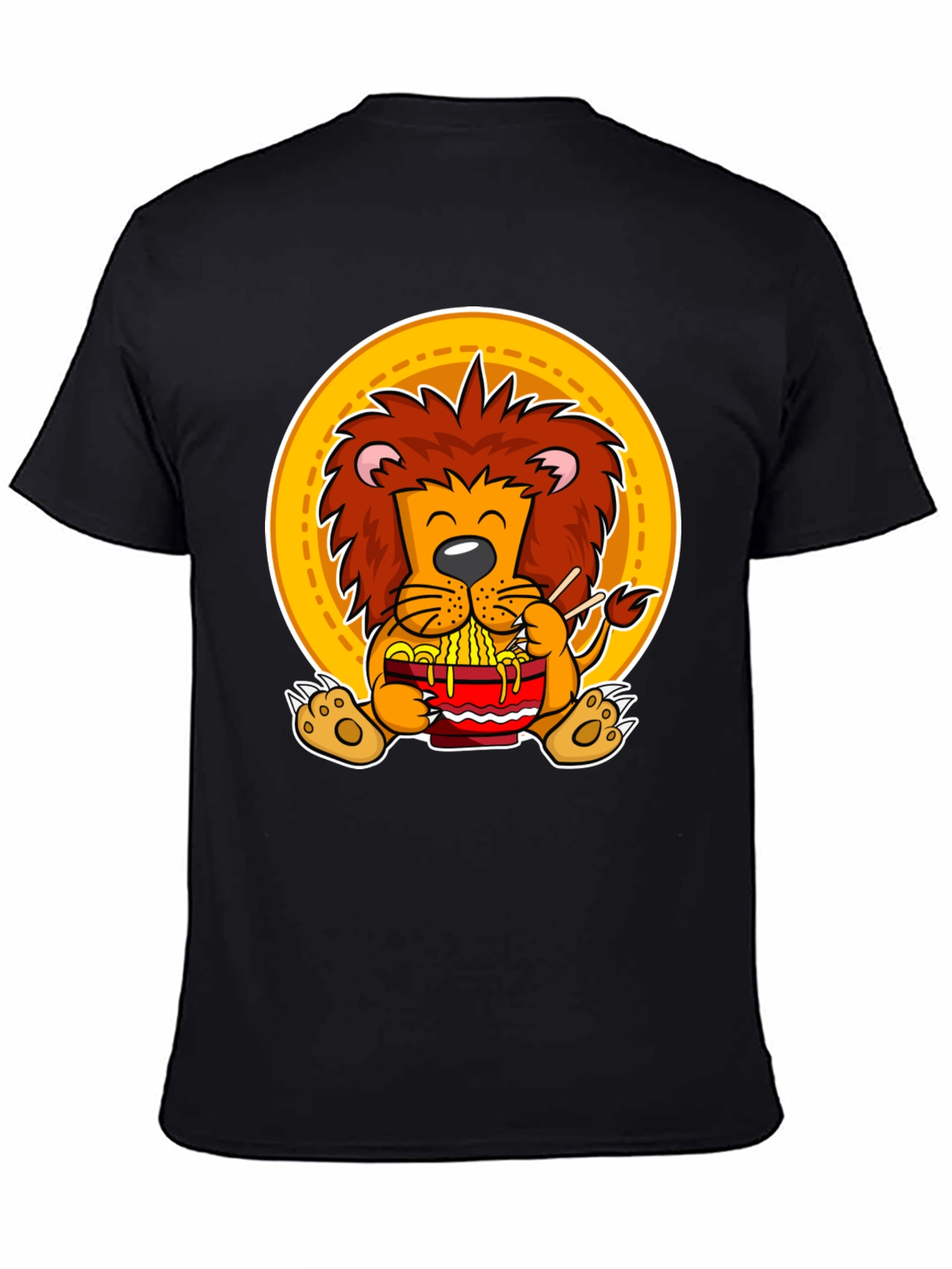 Black Lion Ramen T-Shirt: Cute Animal Graphic Tee for Noodle Lovers view 4