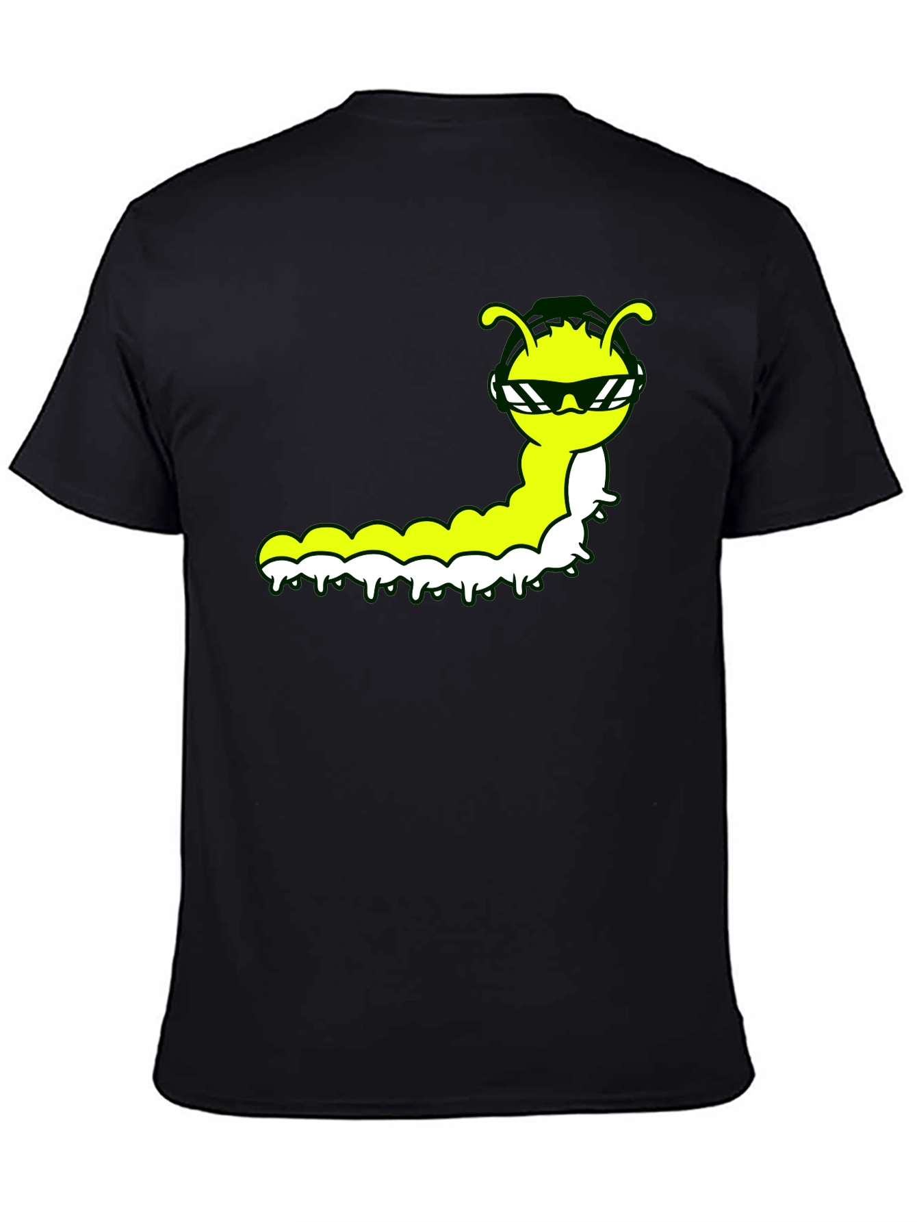 Black Cool Caterpillar Graphic Tee - Black Cotton Shirt view 4