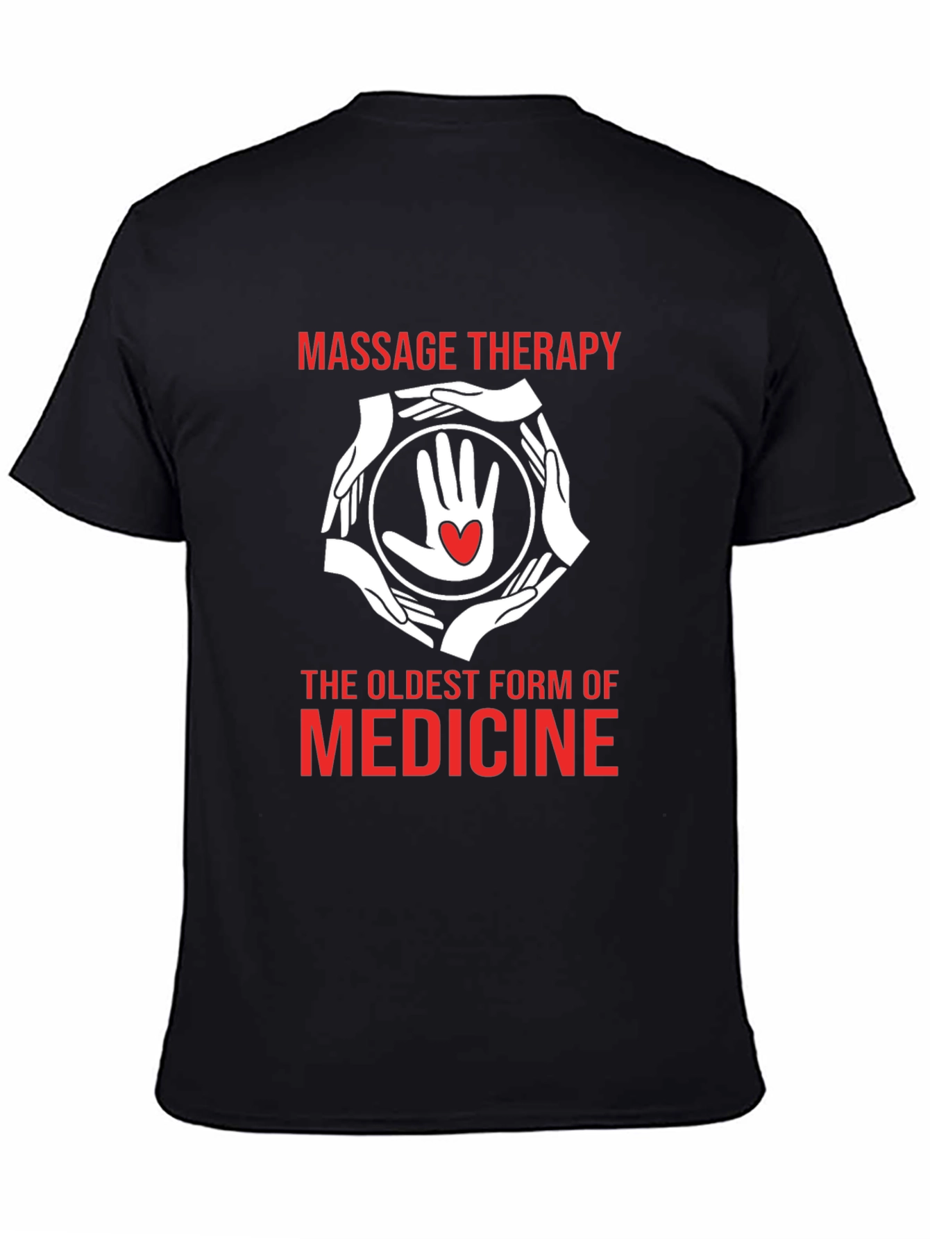 Black Massage Therapy T-Shirt: The Oldest Medicine view 4