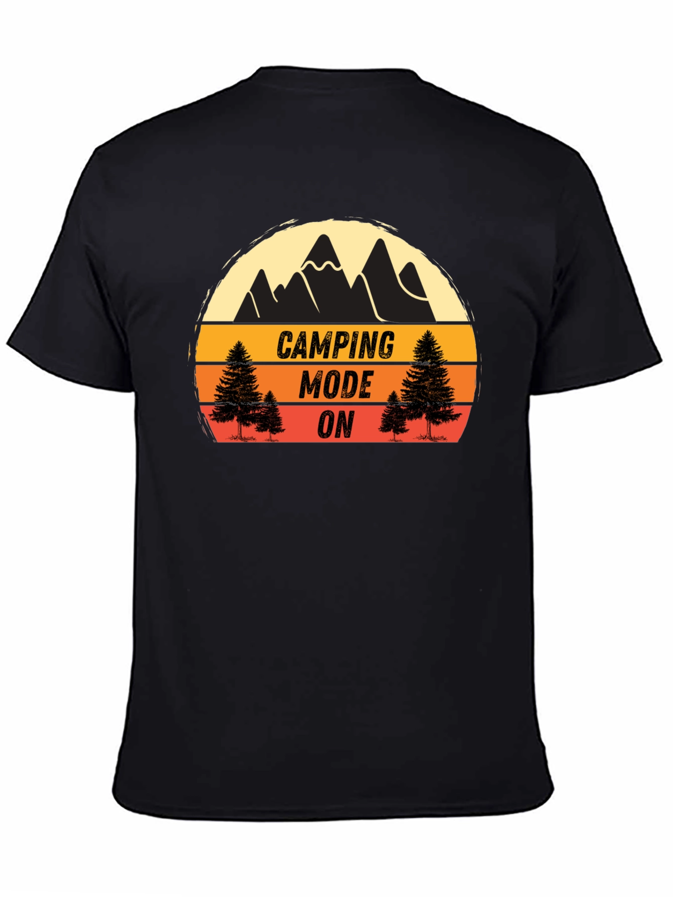 Black Camping Mode On Black T-Shirt view 4