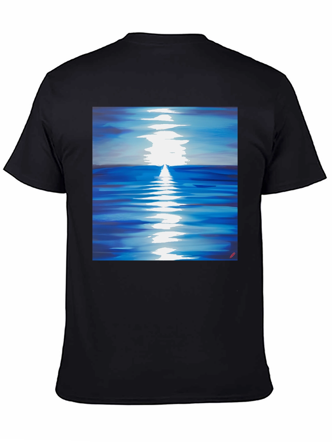 Black Ocean Reflection Graphic Tee - Black Unisex T-Shirt view 4