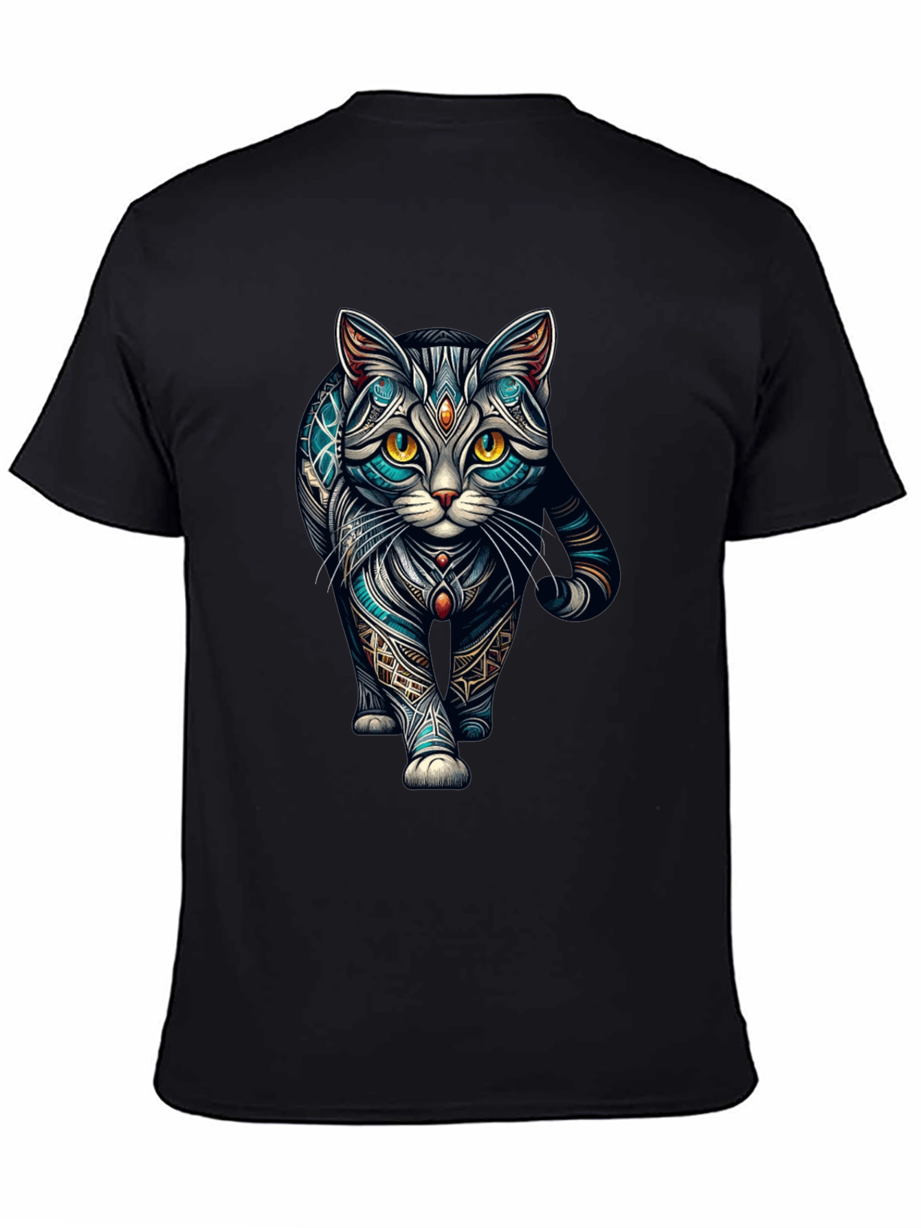 Black Mystic Cat T-Shirt - Unique Graphic Tee view 4