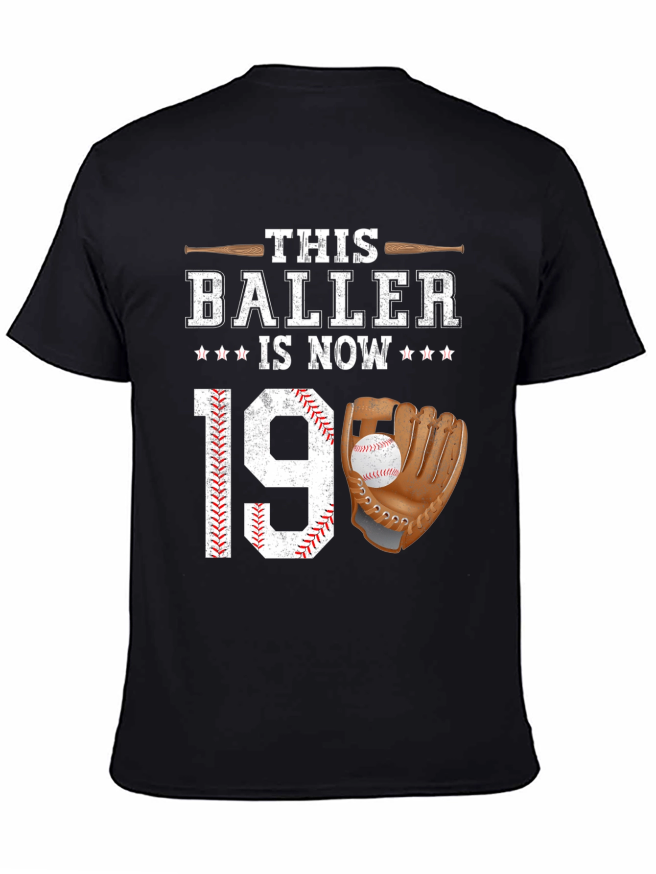 Black Baller 19th Birthday T-Shirt Baseball Lover view 4