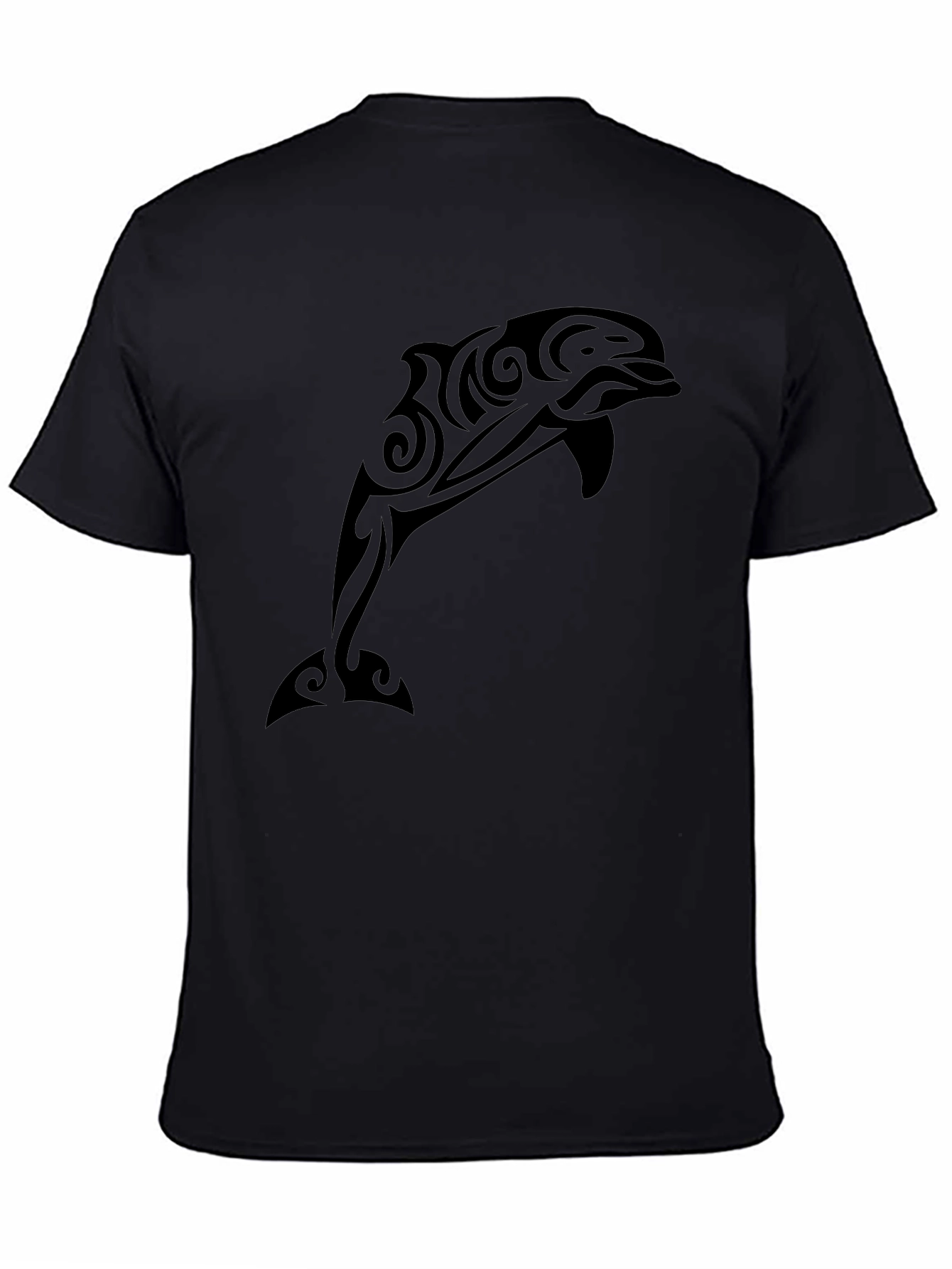 Black Tribal Dolphin Graphic Tee - Black Casual T-Shirt view 4