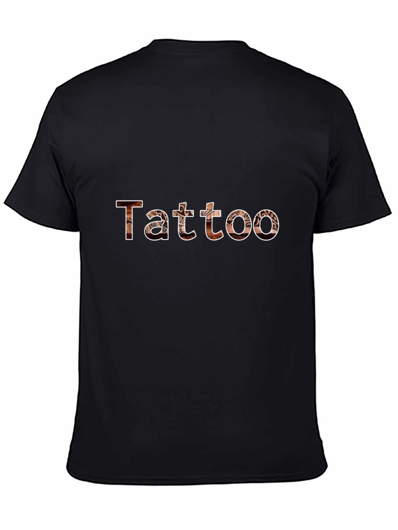 Black Tattoo Print Crew Neck Short Sleeve Black T-Shirt view 4