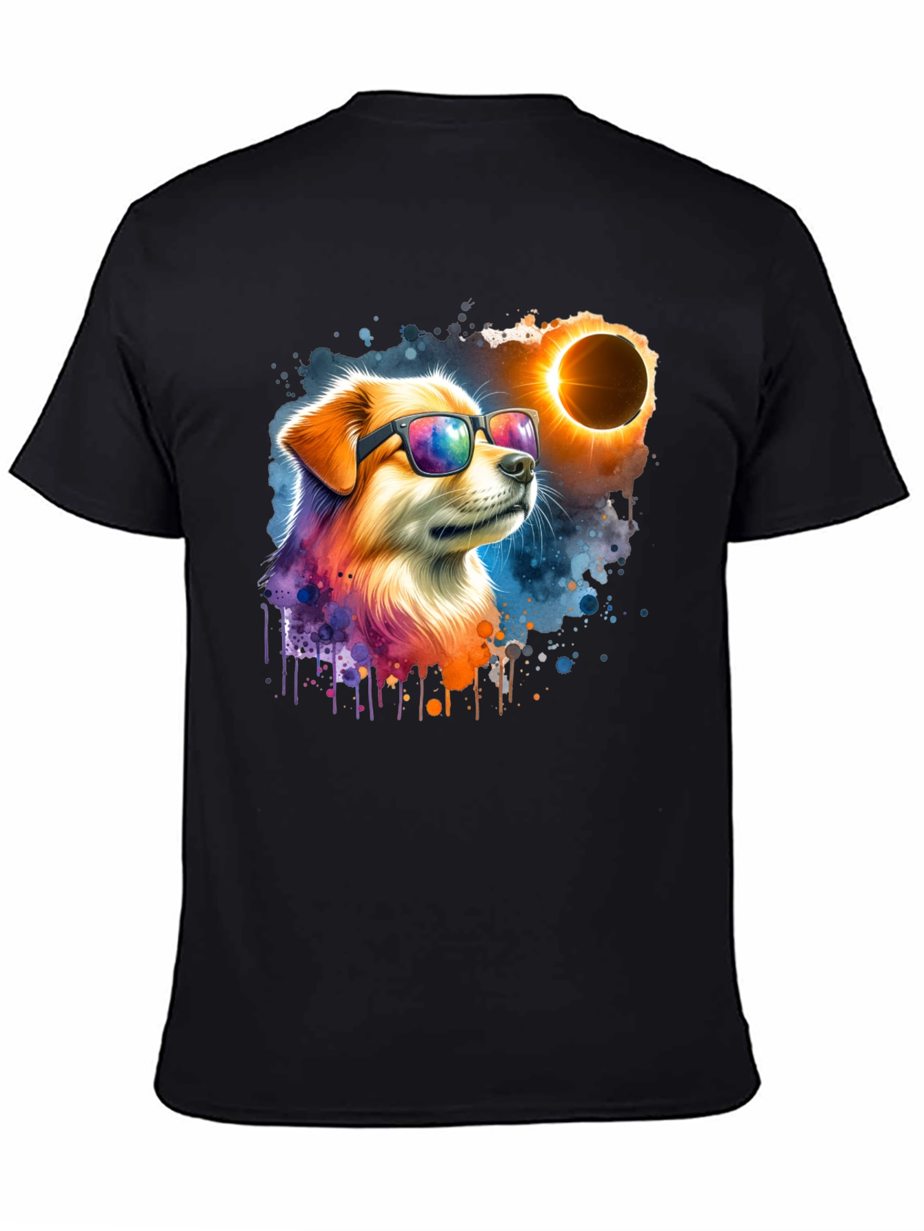 Black Cool Dog Eclipse T-Shirt - Unisex Graphic Tee view 4