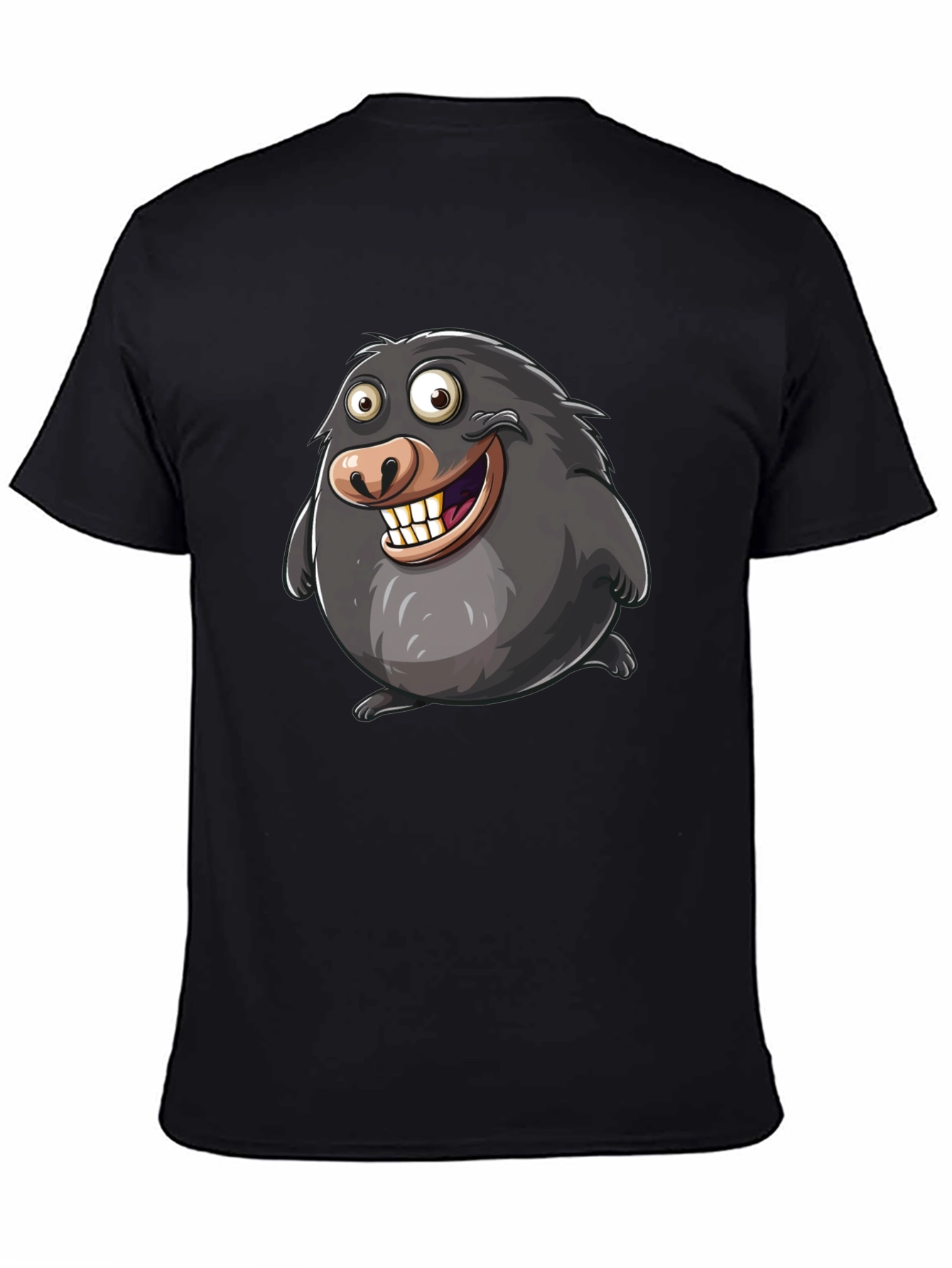 Black Funny Mole Cartoon Black T-Shirt view 4
