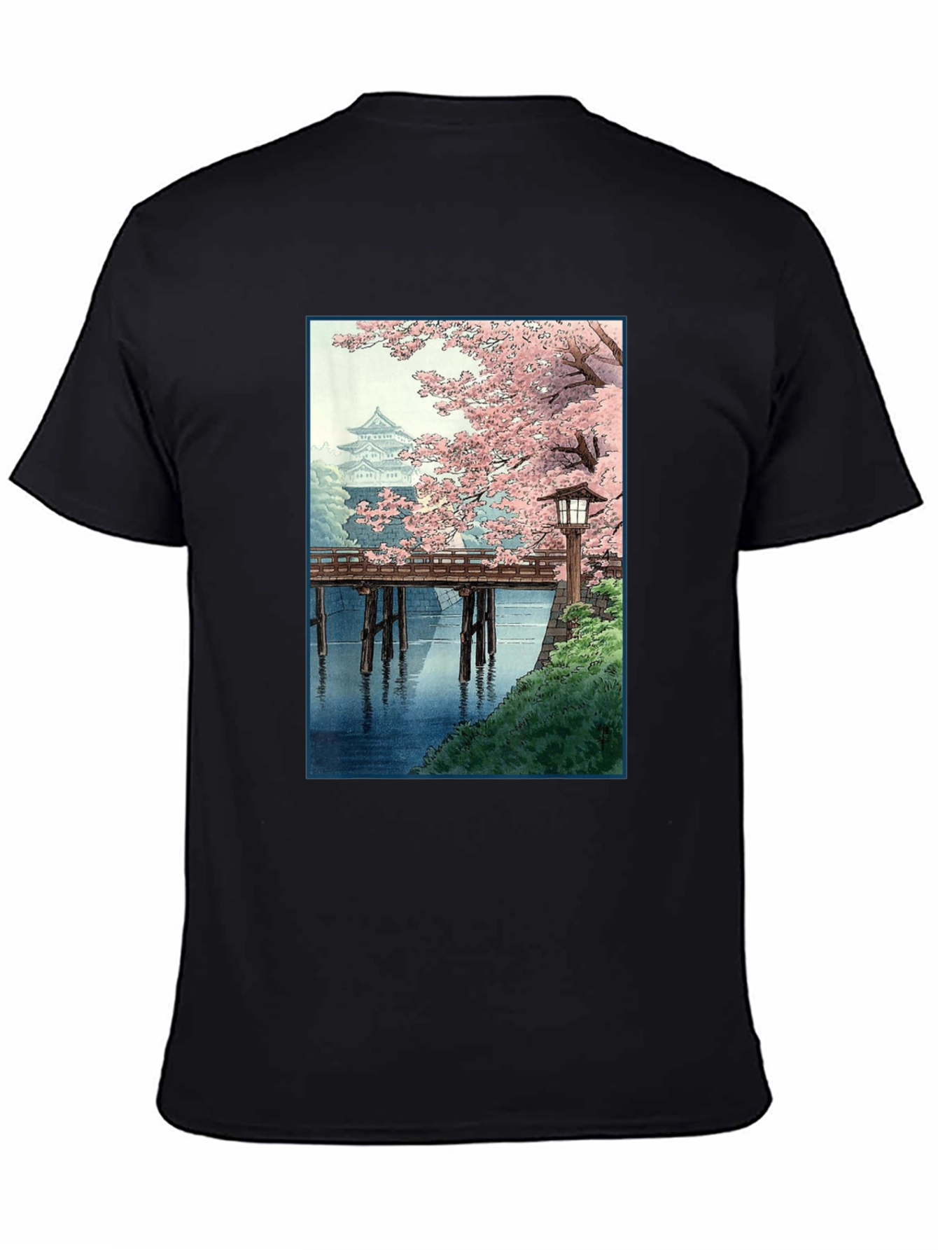 Black Japanese Cherry Blossom T-Shirt view 4
