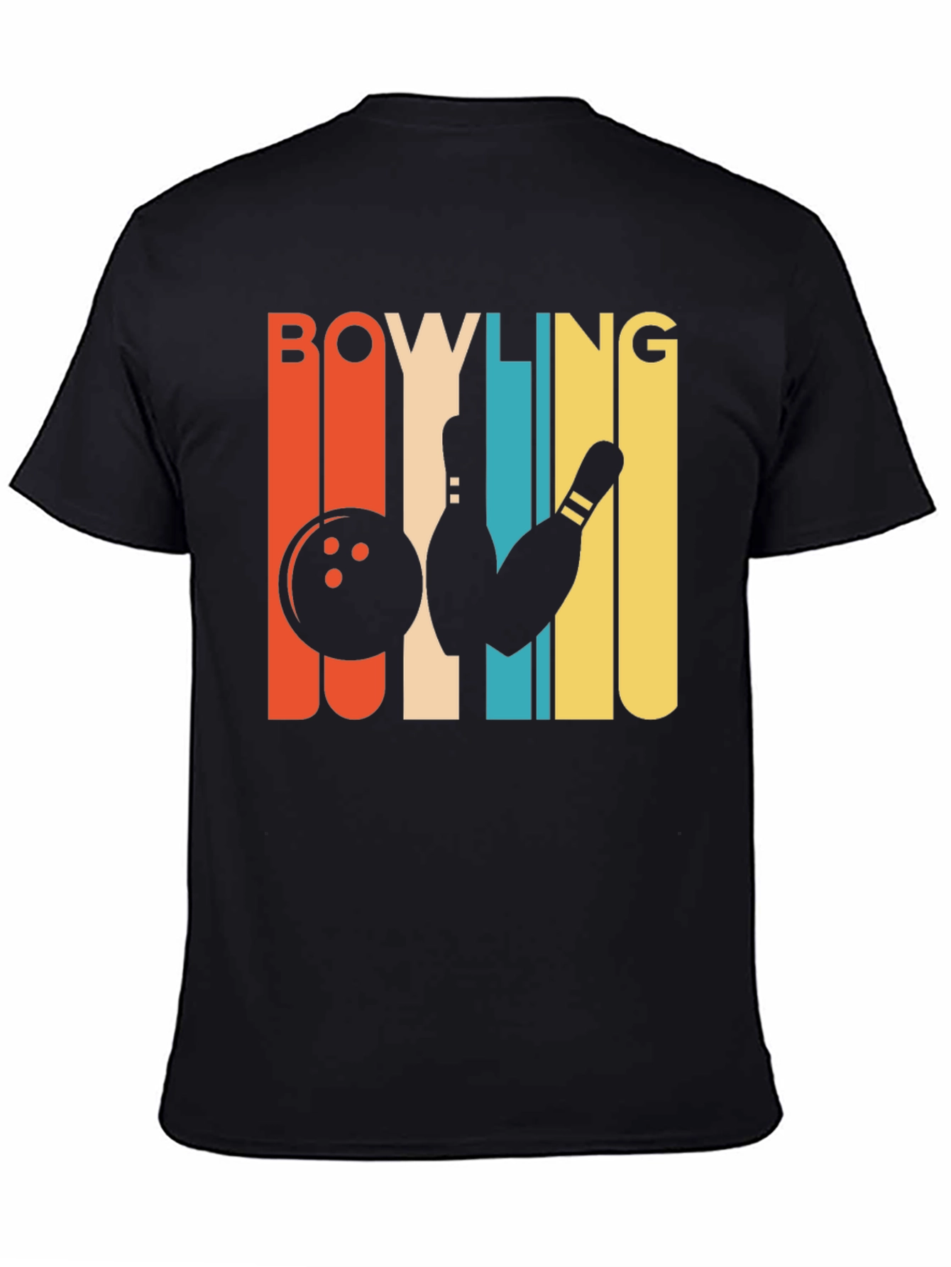 Black Retro Bowling T-Shirt - Vintage Style Graphic Tee view 4