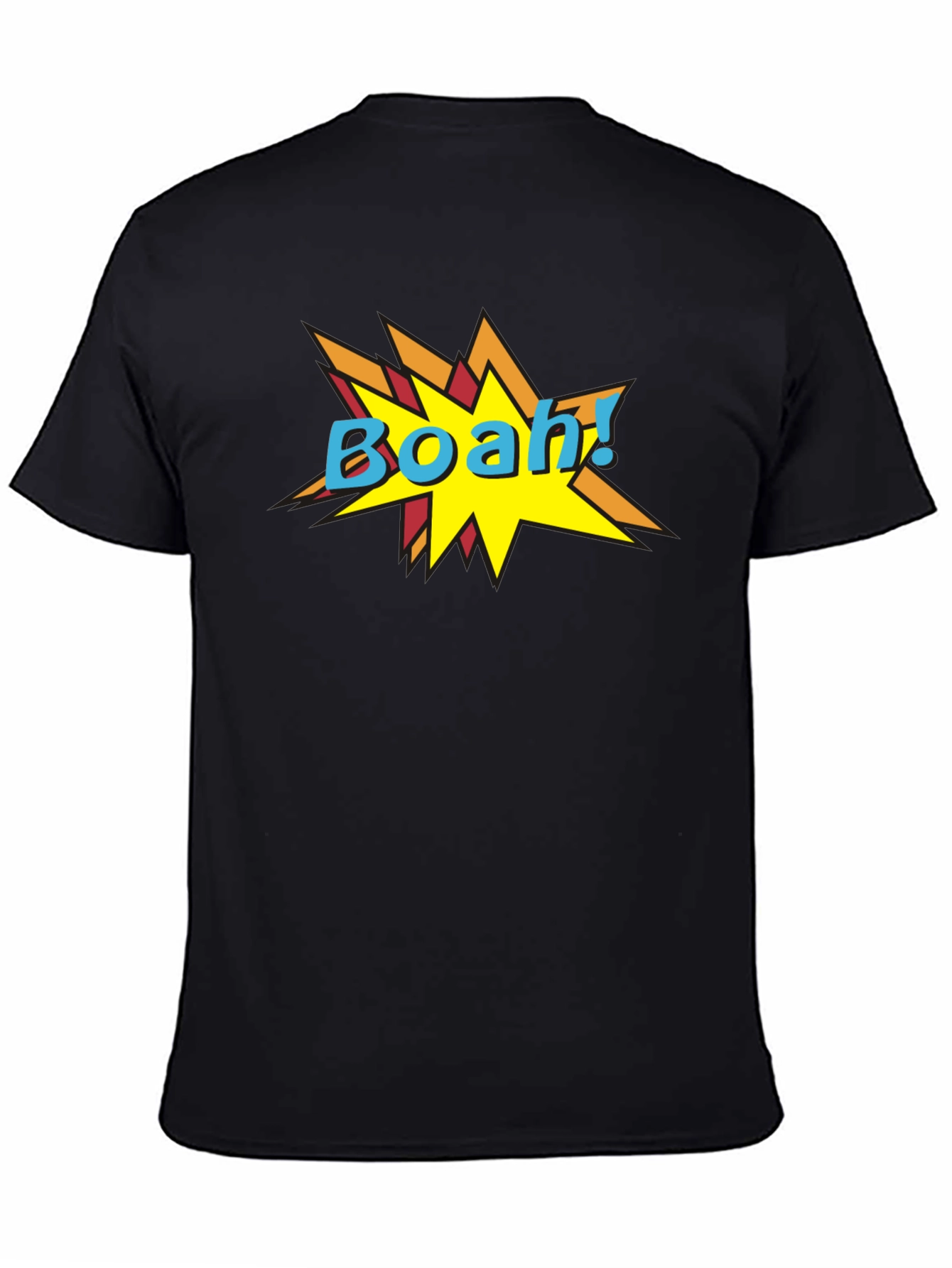 Black BOAH! Comic Style Graphic Print Black T-Shirt view 4