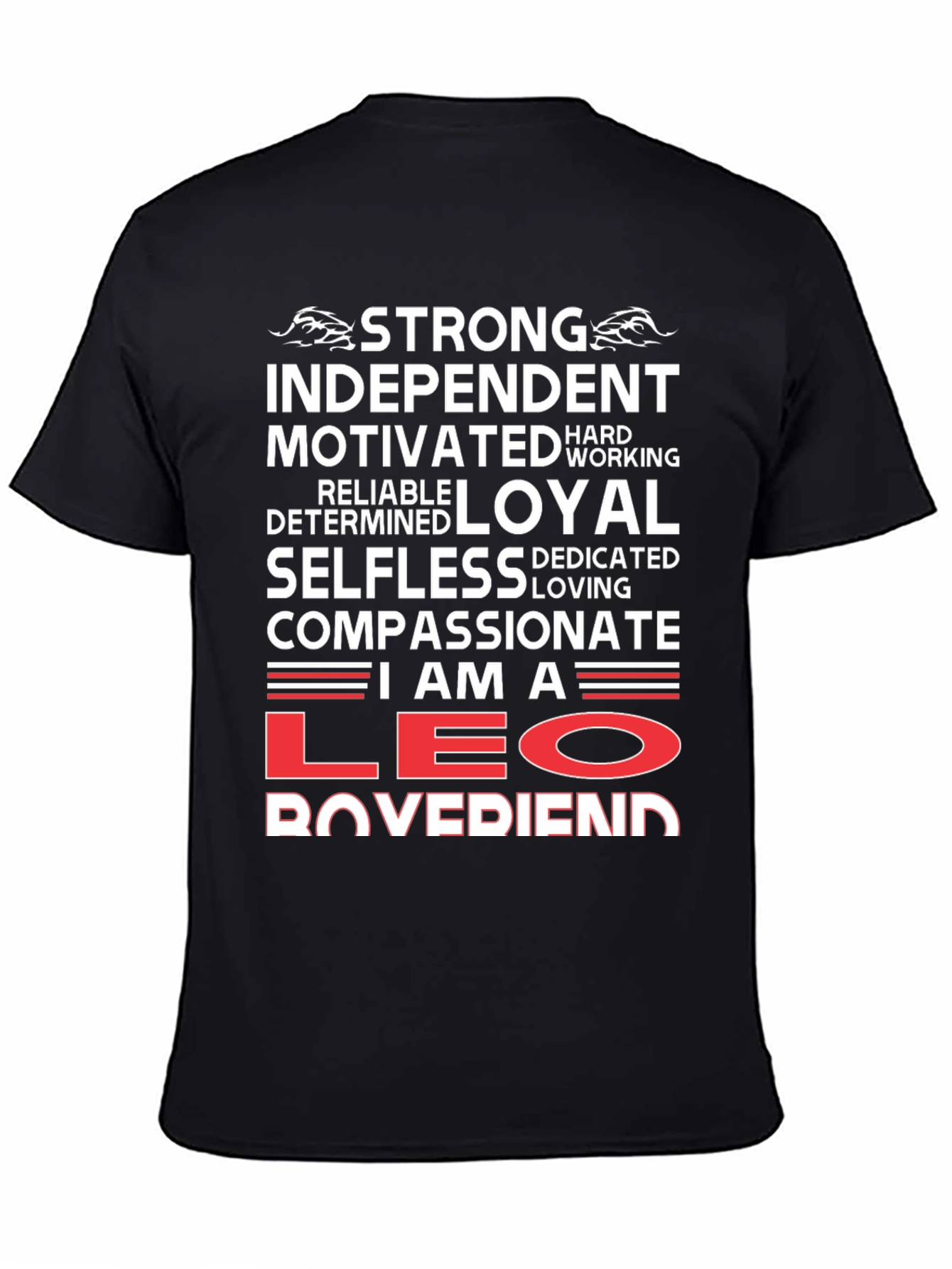 Black Strong Leo Boyfriend T-Shirt view 4