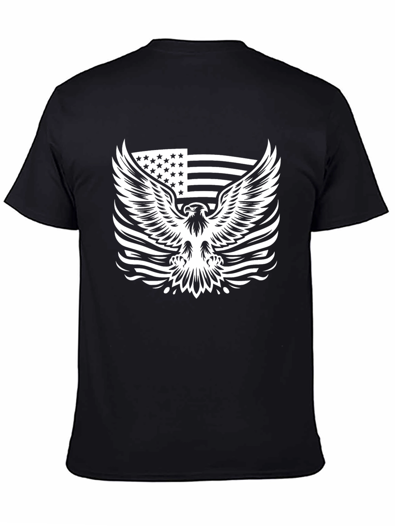 Black American Eagle Flag Graphic Tee - Black view 4