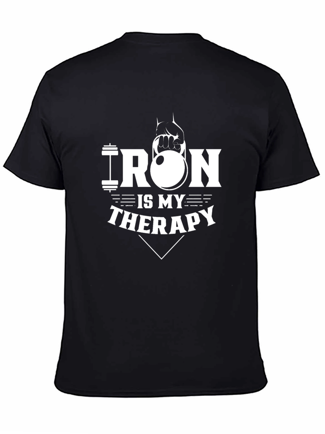 Black Iron is My Therapy T-Shirt - Gym Workout Apparel view 4