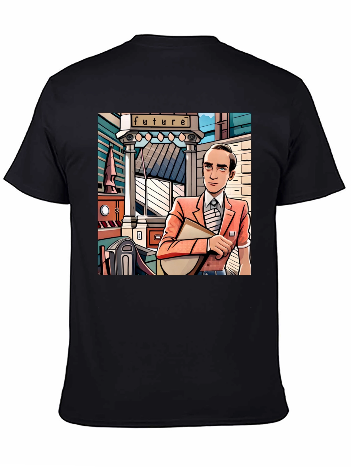 Black Cartoon Man Black T-Shirt view 4