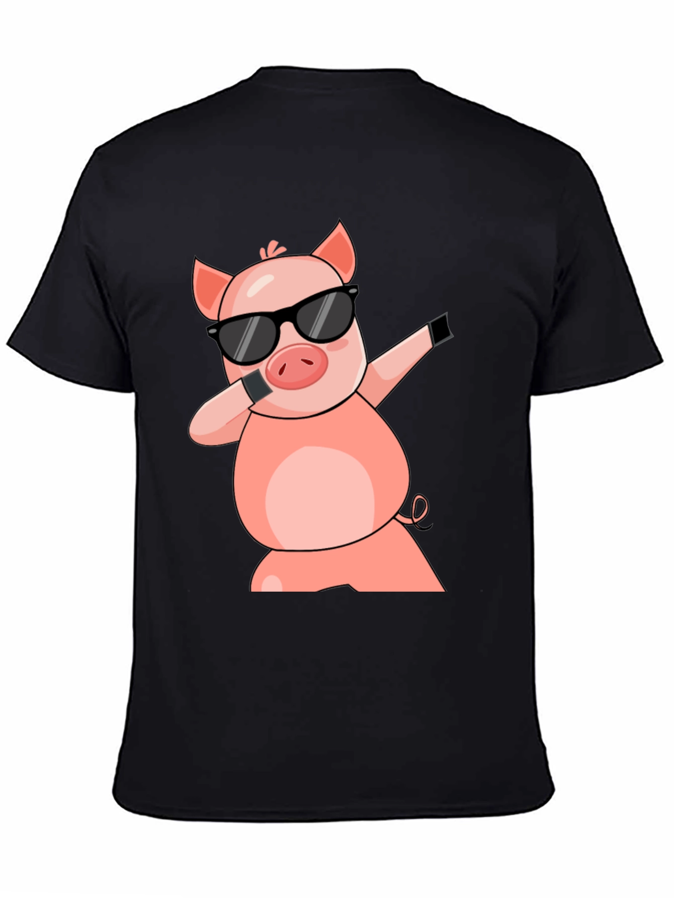 Black Dabbing Pig T-Shirt - Cool Cartoon Graphic Tee view 4