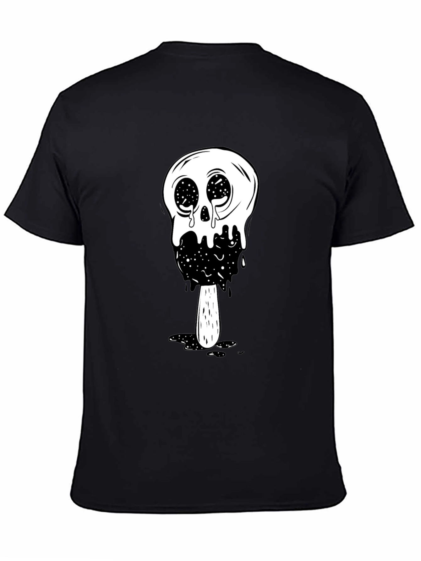 Black Cool Skull Ice Cream Graphic Tee - Black view 4