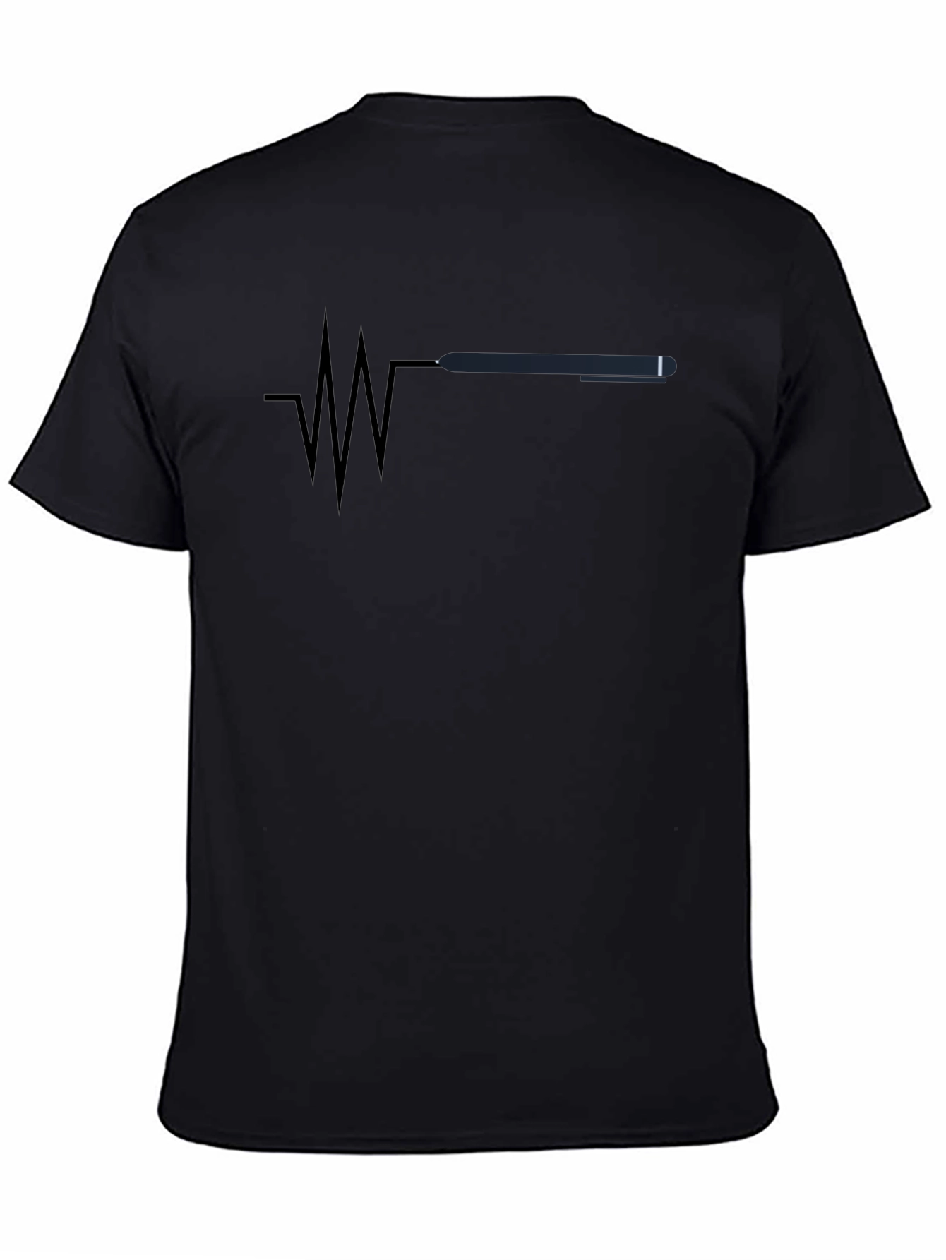 Black Pulse Pen Graphic Tee - Modern Black T-Shirt view 4