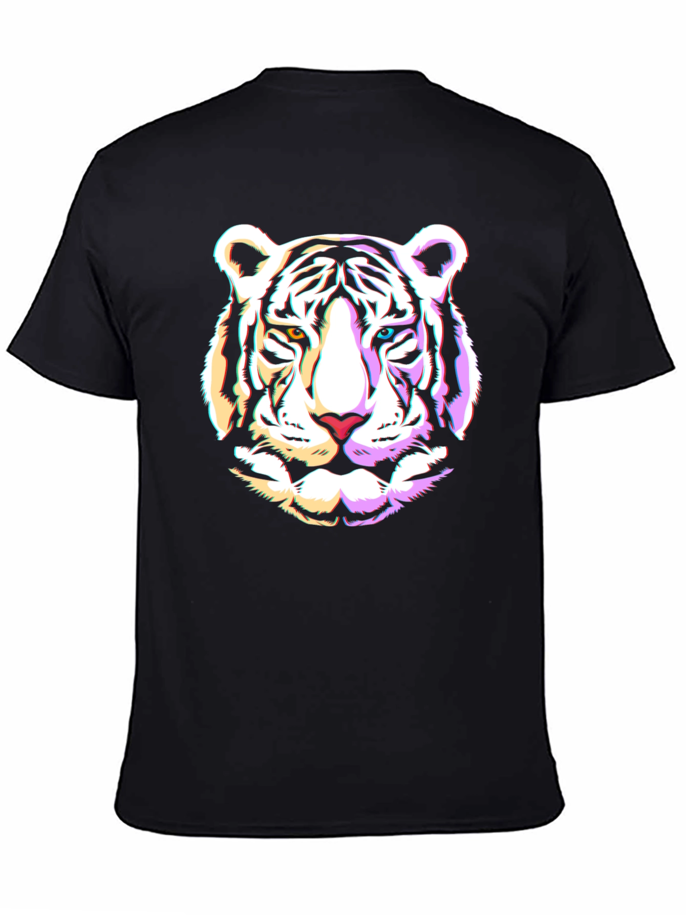 Black Cool Tiger Graphic Black T-Shirt view 4