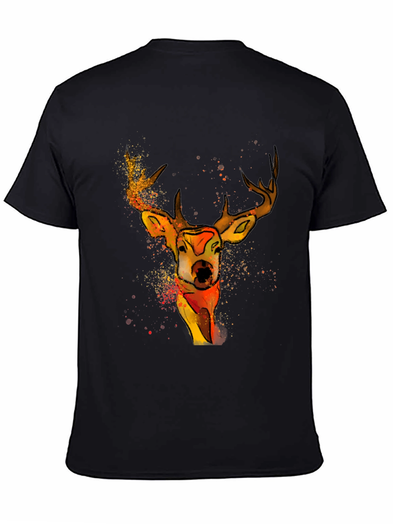 Black Watercolor Deer Graphic T-Shirt - Unique Animal Tee view 4