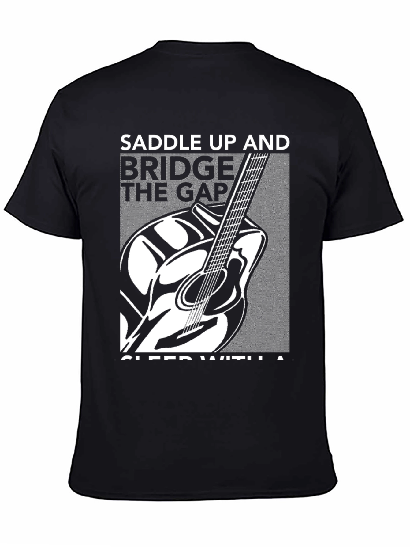 Black Saddle Up Guitar Graphic Black T-Shirt view 4
