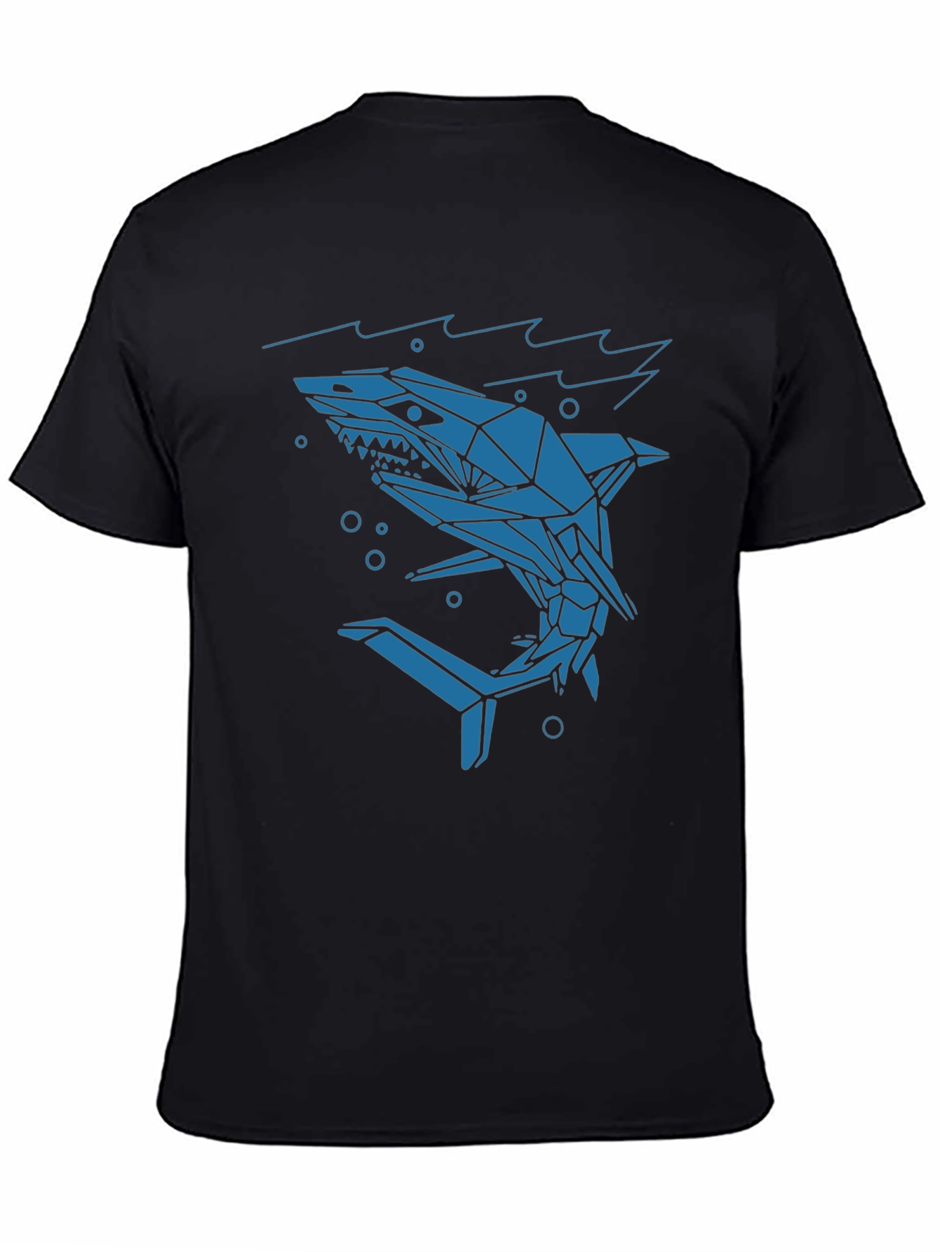 Black Geometric Shark Graphic Tee - Cool Modern Design view 4