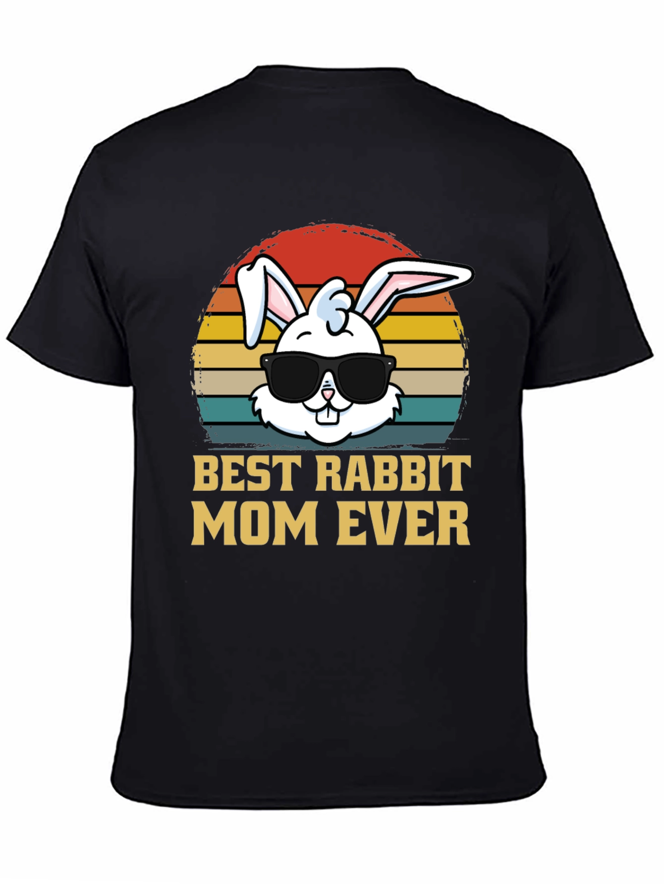 Black Best Rabbit Mom Ever T-Shirt view 4