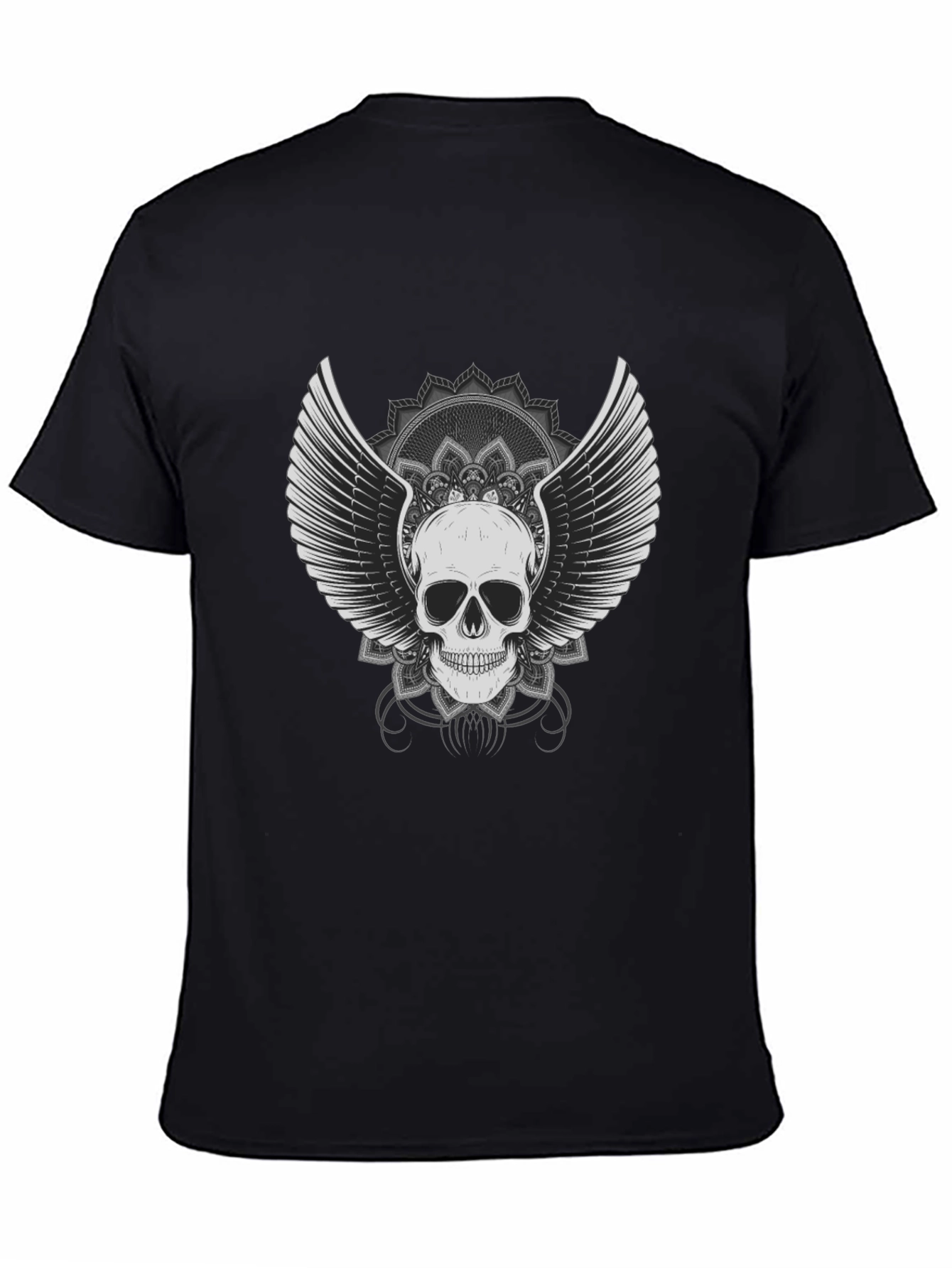 Black Skull Winged T-Shirt - Mens Black Graphic Tee view 4