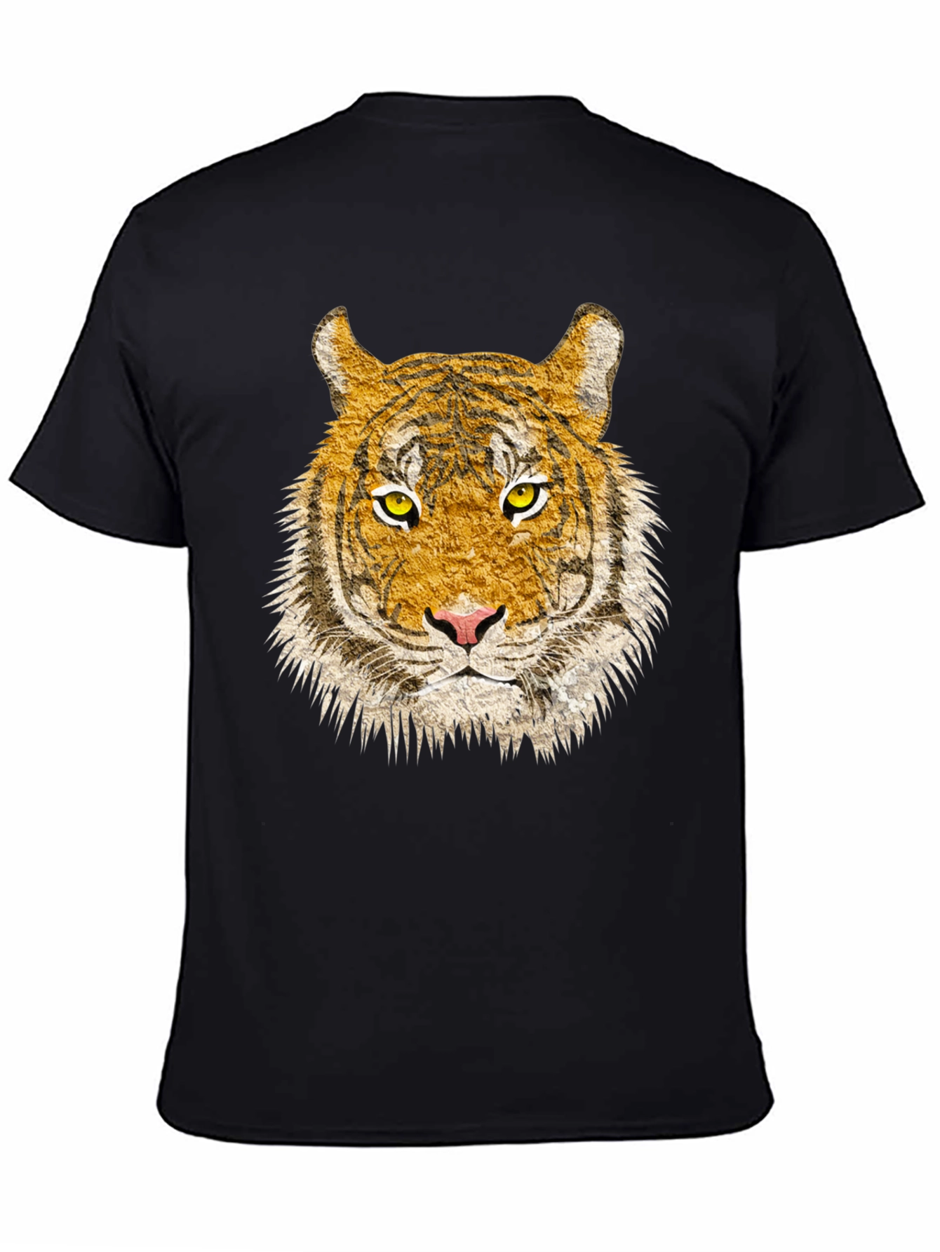 Black Tiger Face Graphic Print Black T-Shirt view 4