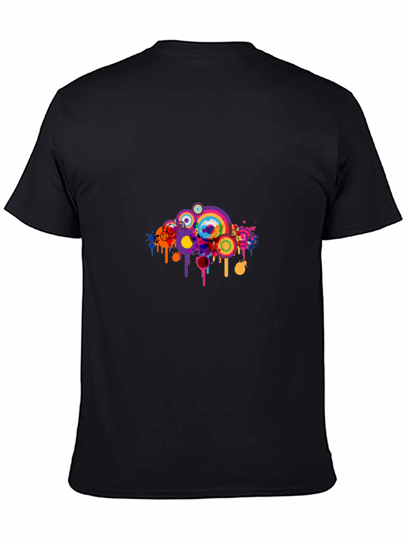 Black Black T-Shirt with Colorful Circle Graphic view 4