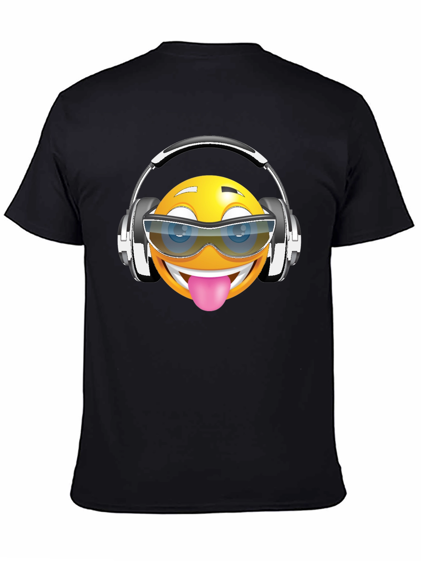 Black Funny Emoji Graphic Print T-Shirt view 4