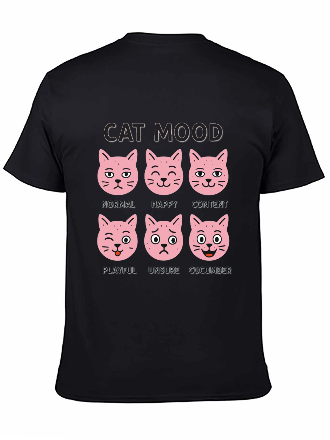 Black Cat Mood T-Shirt - Funny Cat Expression Tee view 4