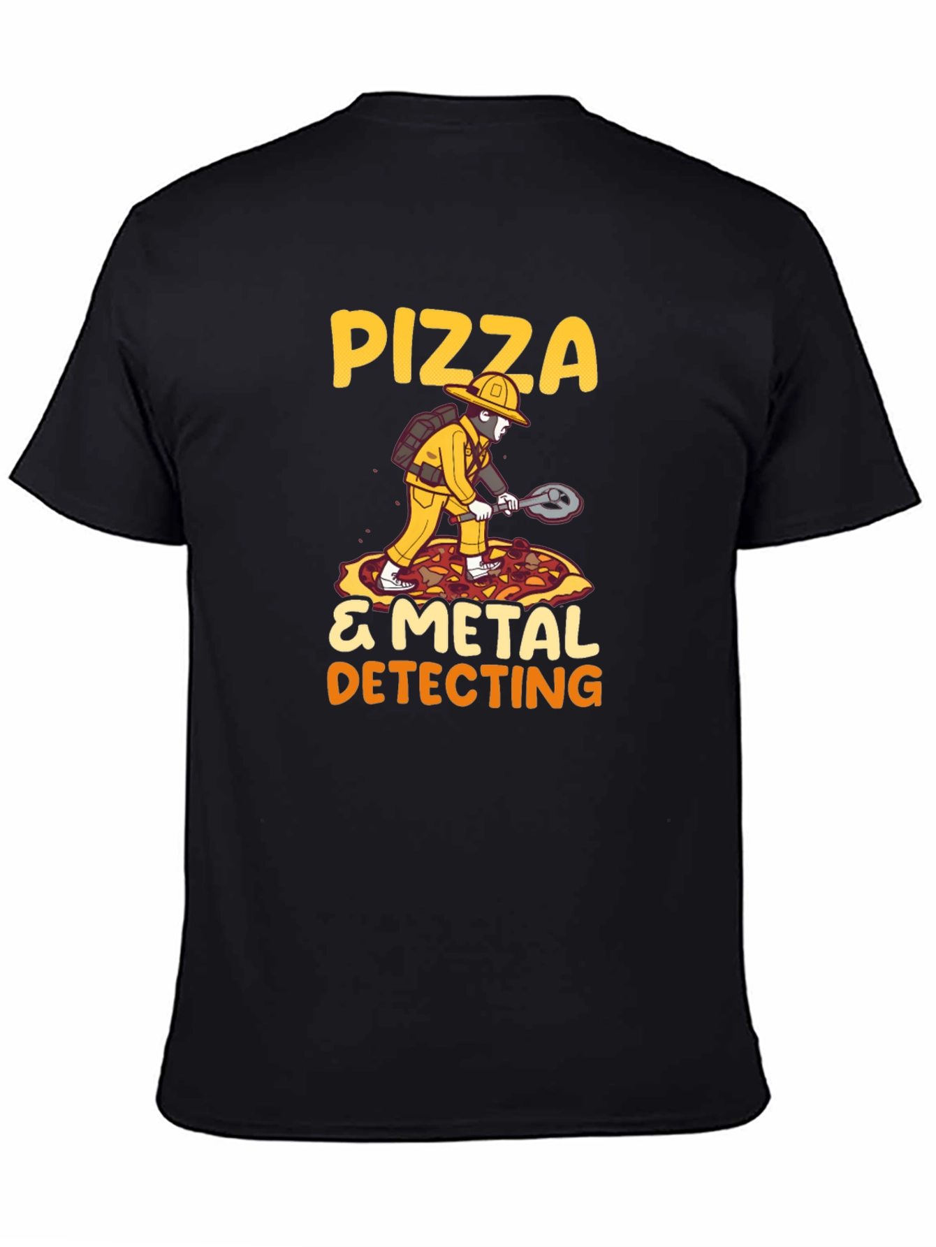 Black Pizza & Metal Detecting T-Shirt view 4
