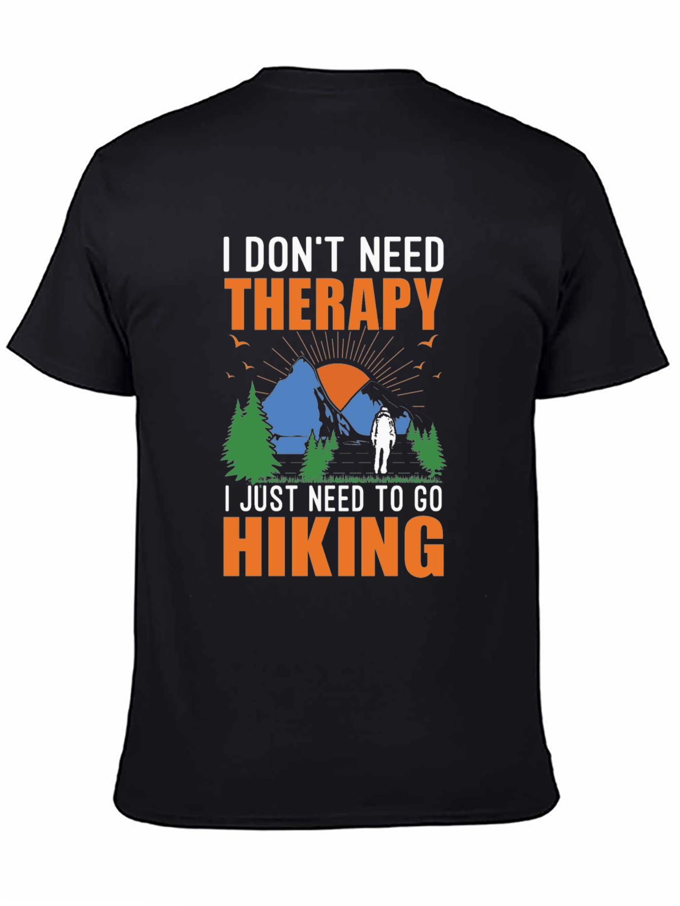 Black Hiking Therapy Graphic T-Shirt view 4