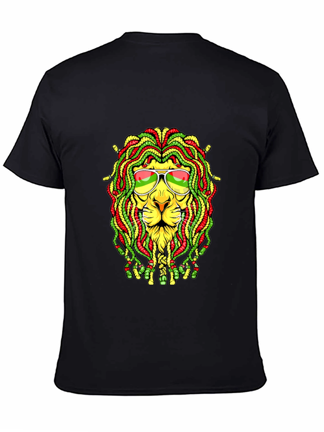 Black Rasta Lion Graphic T-Shirt - Reggae Style view 4