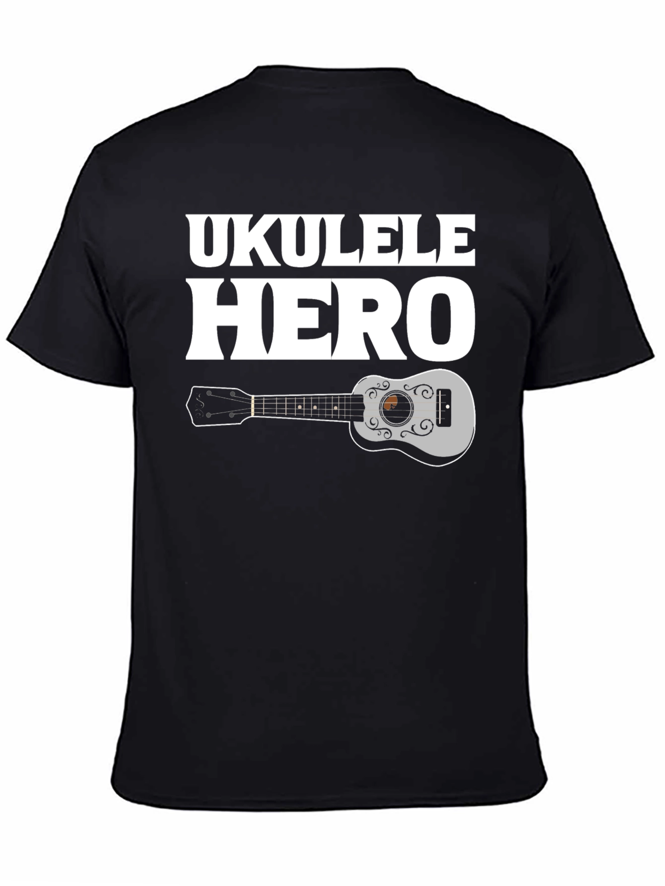 Black Ukulele Hero Graphic Tee - Black view 4