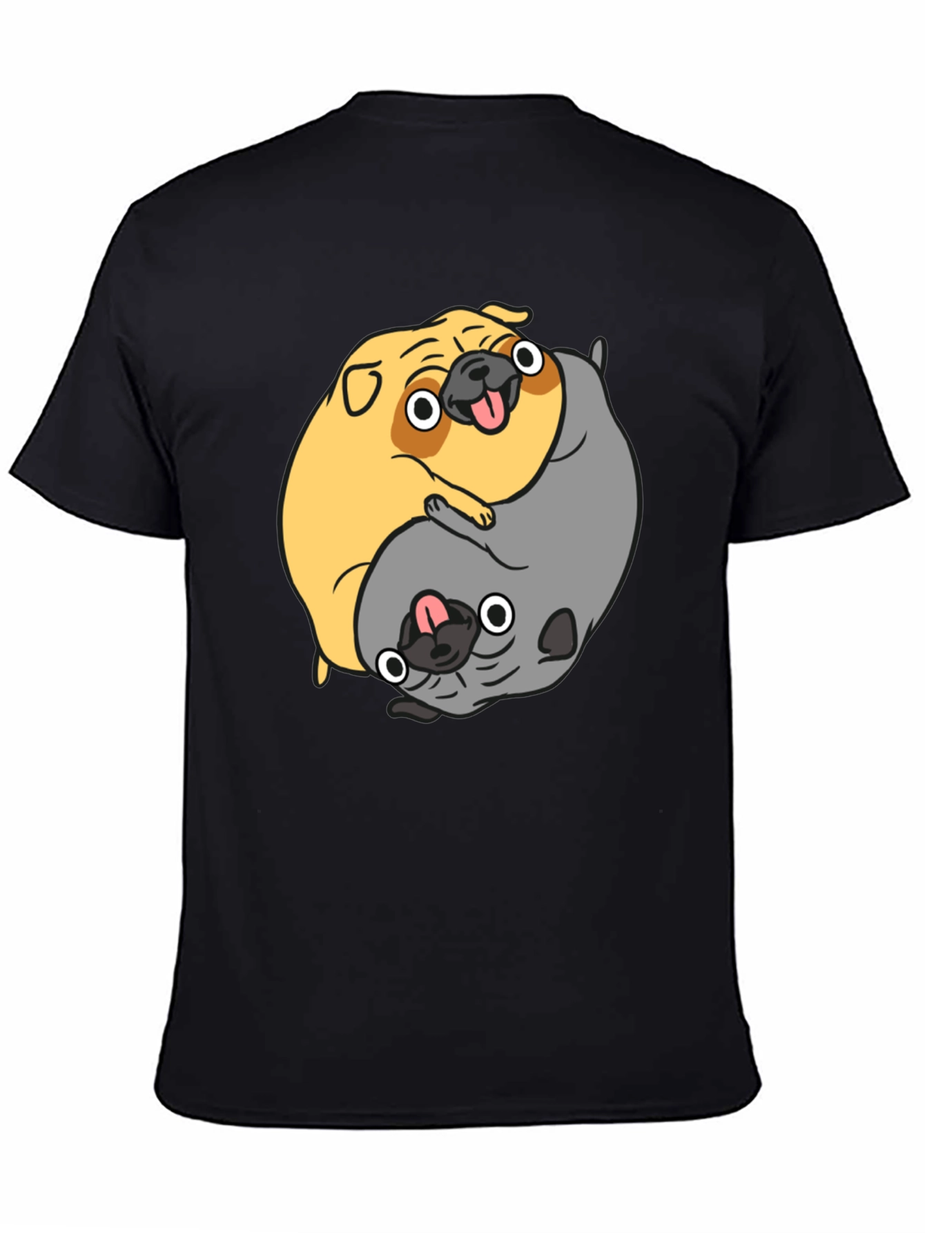 Black Yin Yang Pugs Graphic T-Shirt view 4