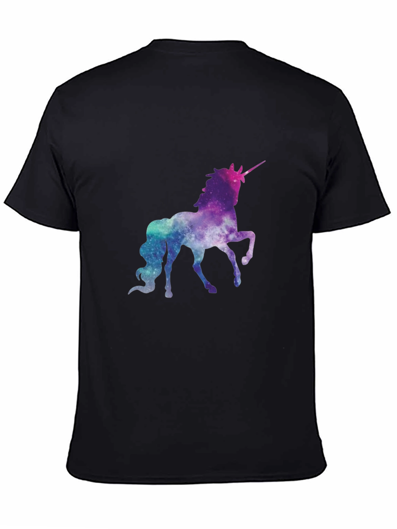 Black Galaxy Unicorn Graphic Tee - Black Cotton Shirt view 4