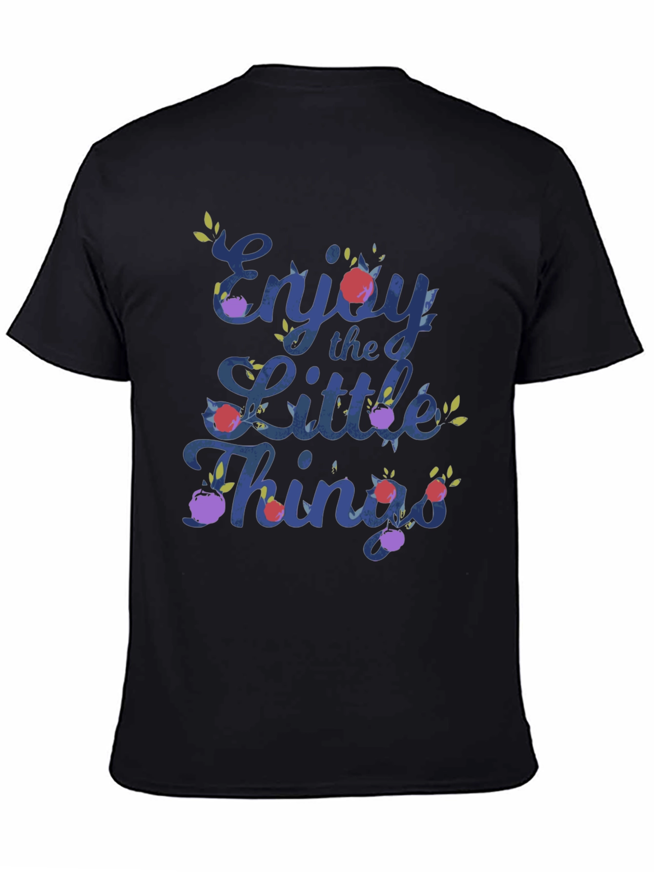 Black Enjoy the Little Things Floral Print T-Shirt view 4