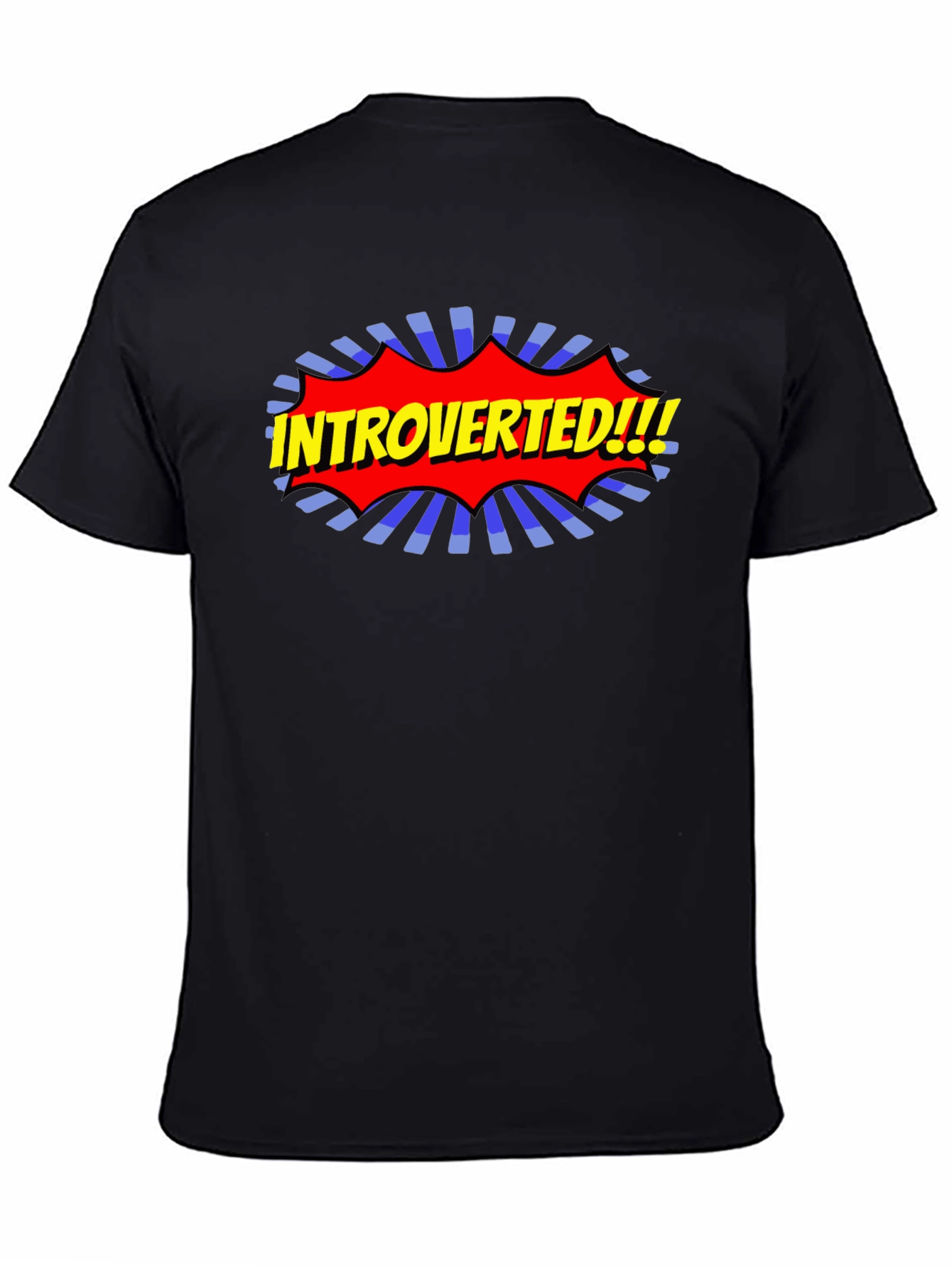 Black Introverted Comic Style T-Shirt view 4