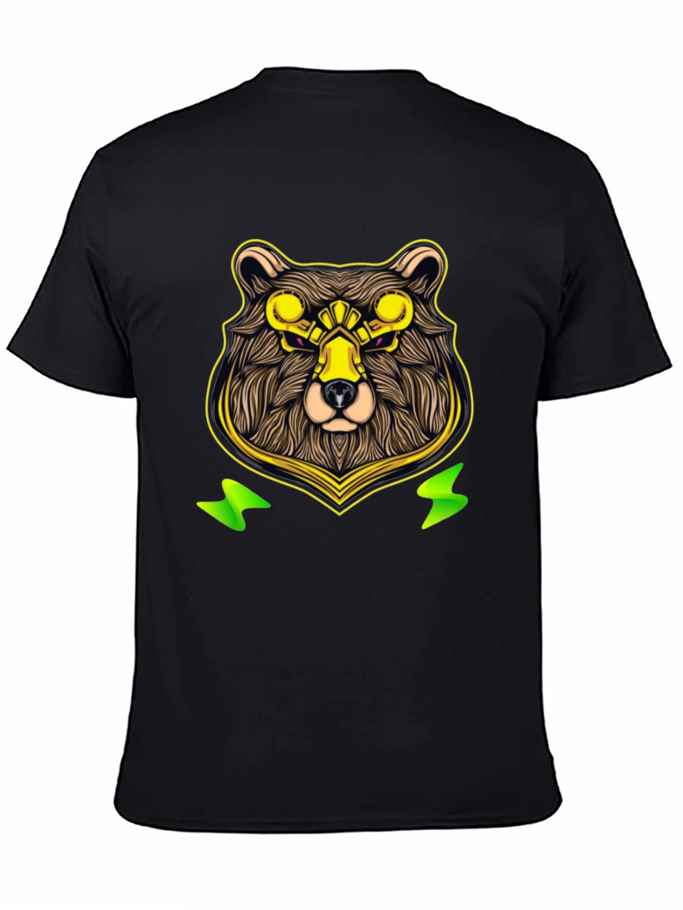 Black Cyber Bear Graphic Tee - Cool Animal Print view 4