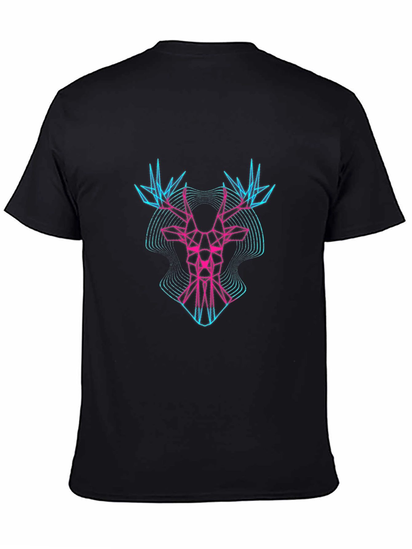 Black Geometric Deer Head Graphic Tee - Black view 4