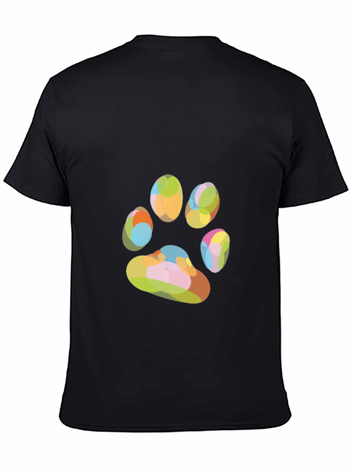 Black Colorful Paw Print Graphic T-Shirt view 4