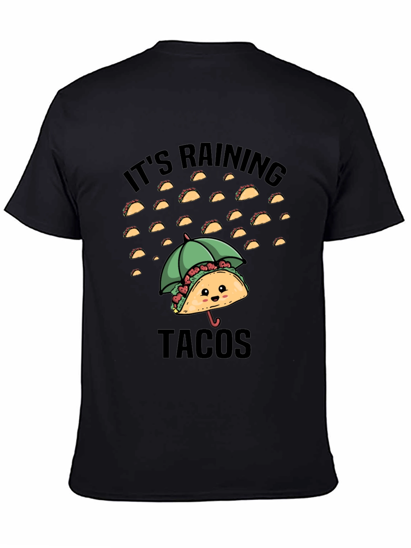 Black It's Raining Tacos Graphic Tee - Funny Foodie Shirt view 4