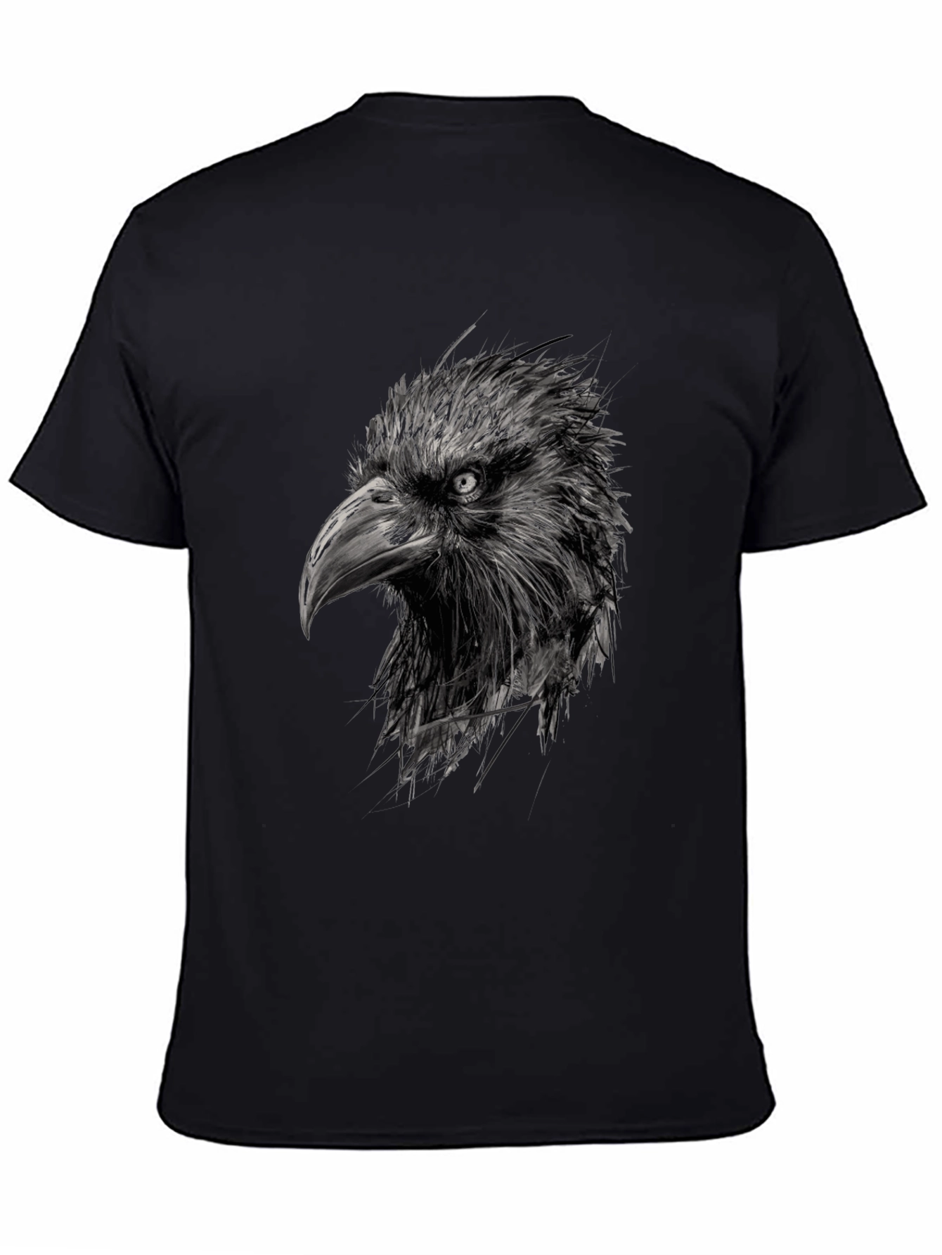 Black Raven Head Graphic Black T-Shirt view 4